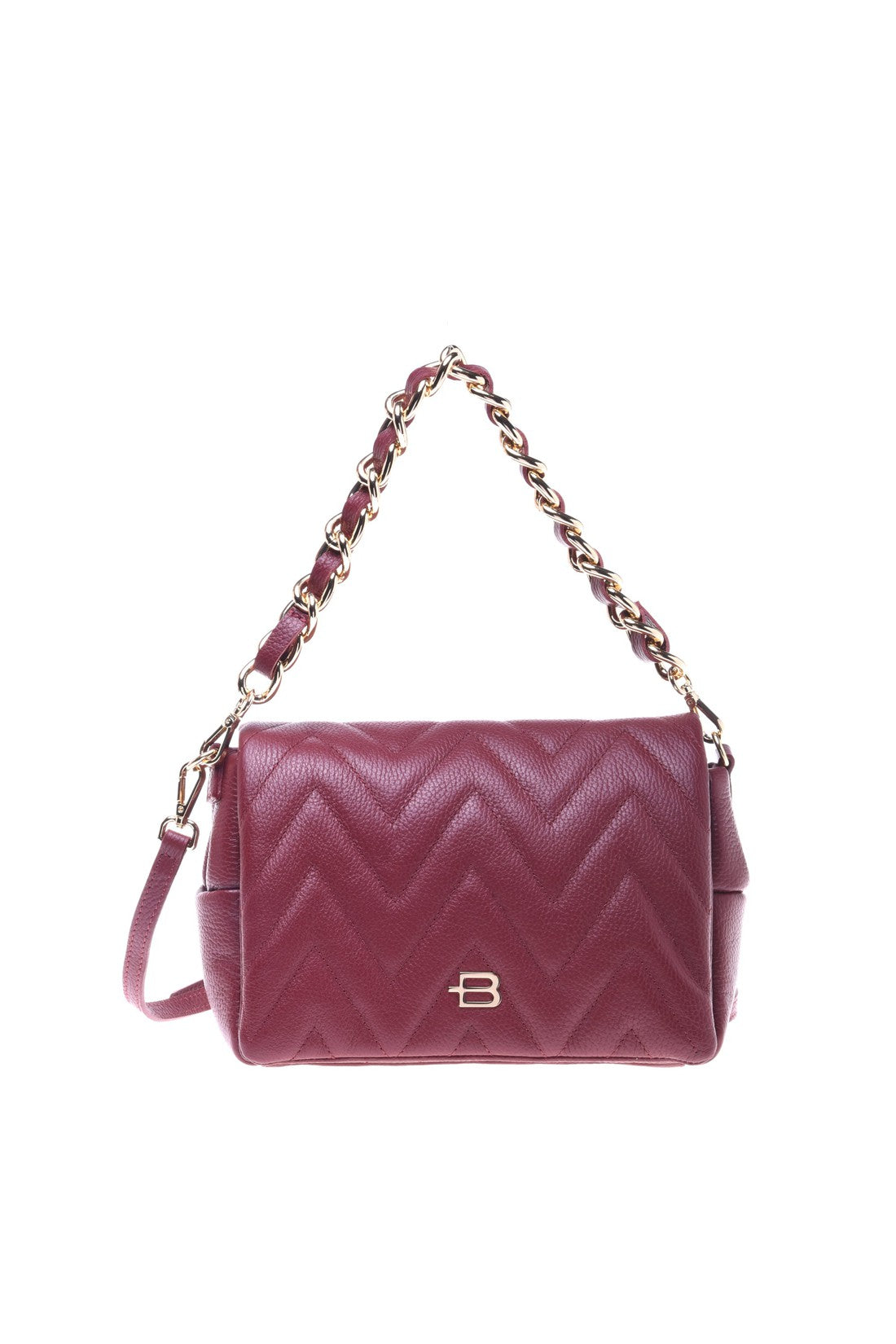 Shoulder bag in red quilted leather