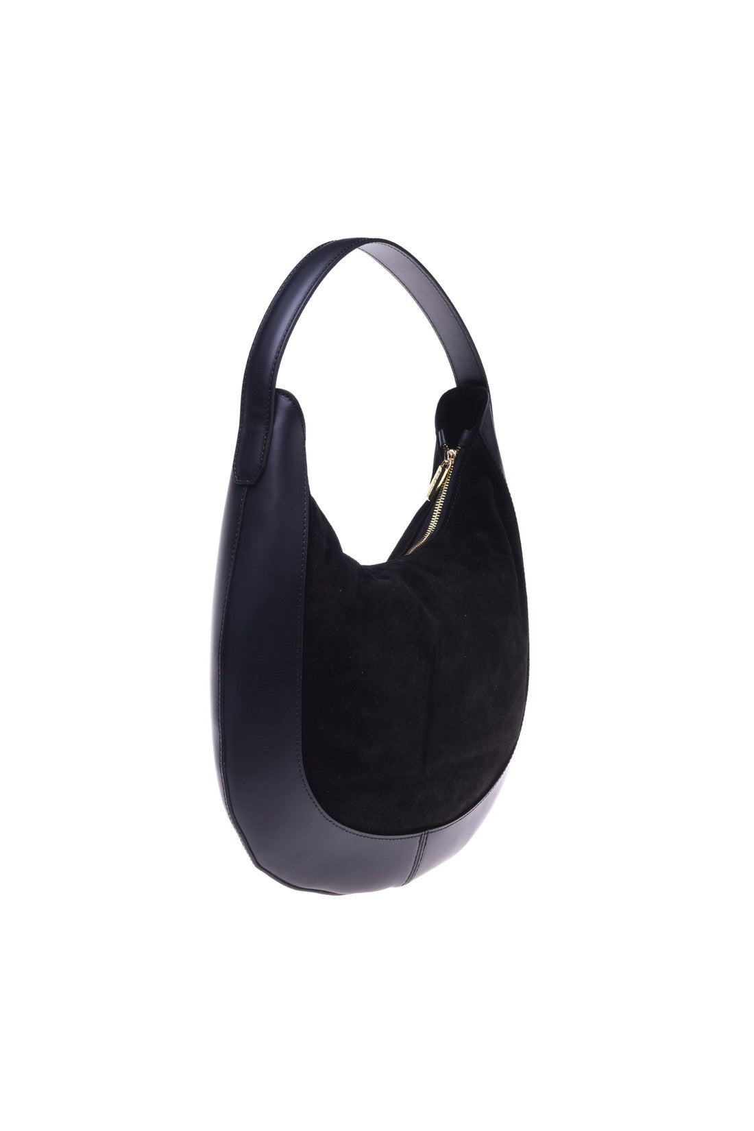 Black leather and suede leather shoulder bag