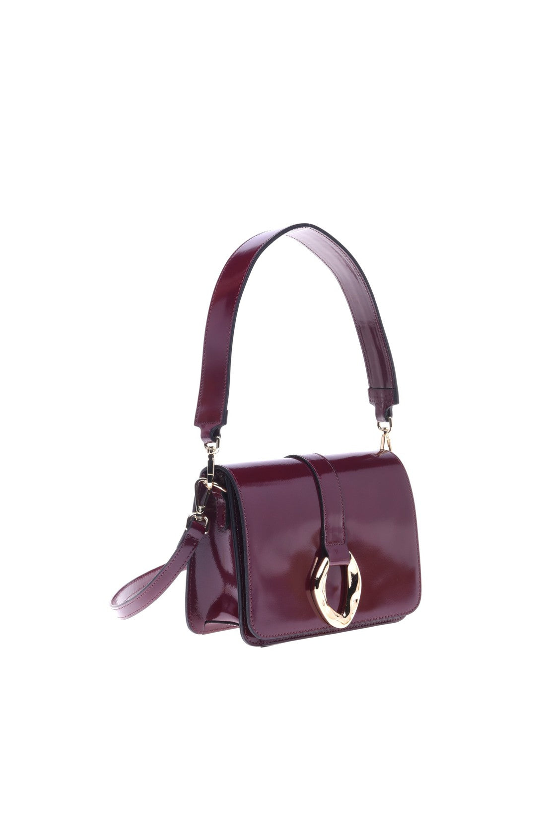 Burgundy leather shoulder bag