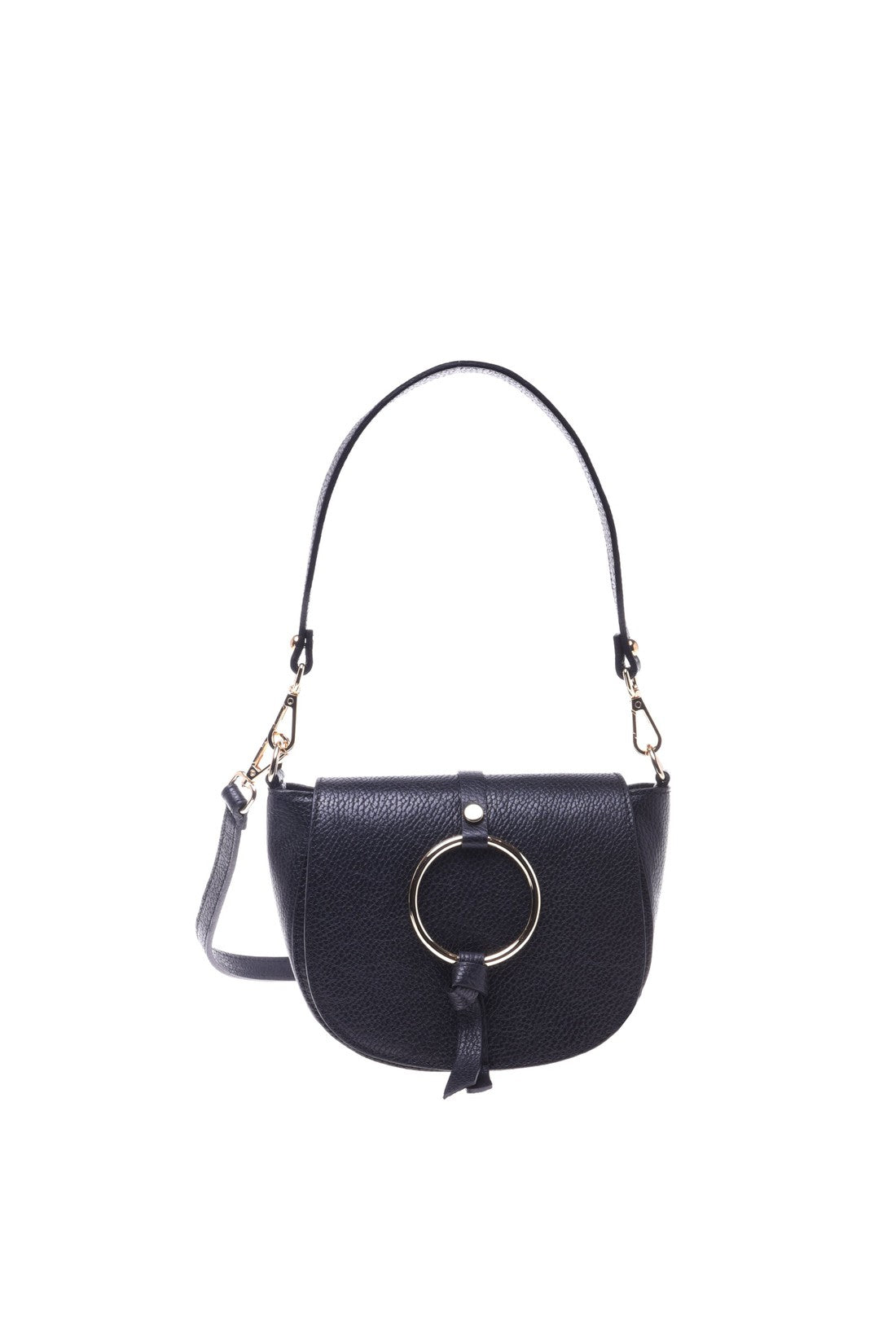 Shoulder bag in black tumbled calfskin