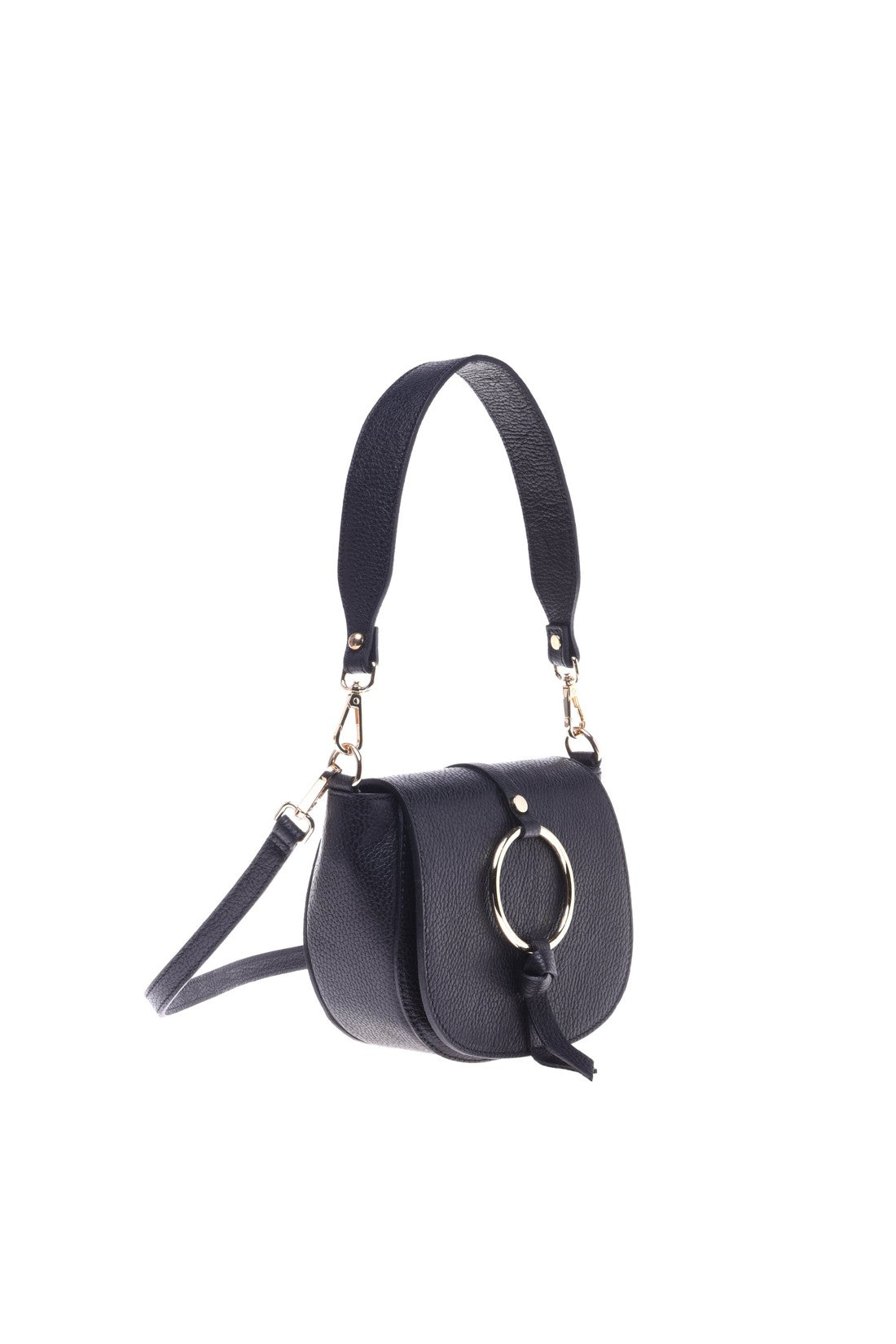 Shoulder bag in black tumbled calfskin