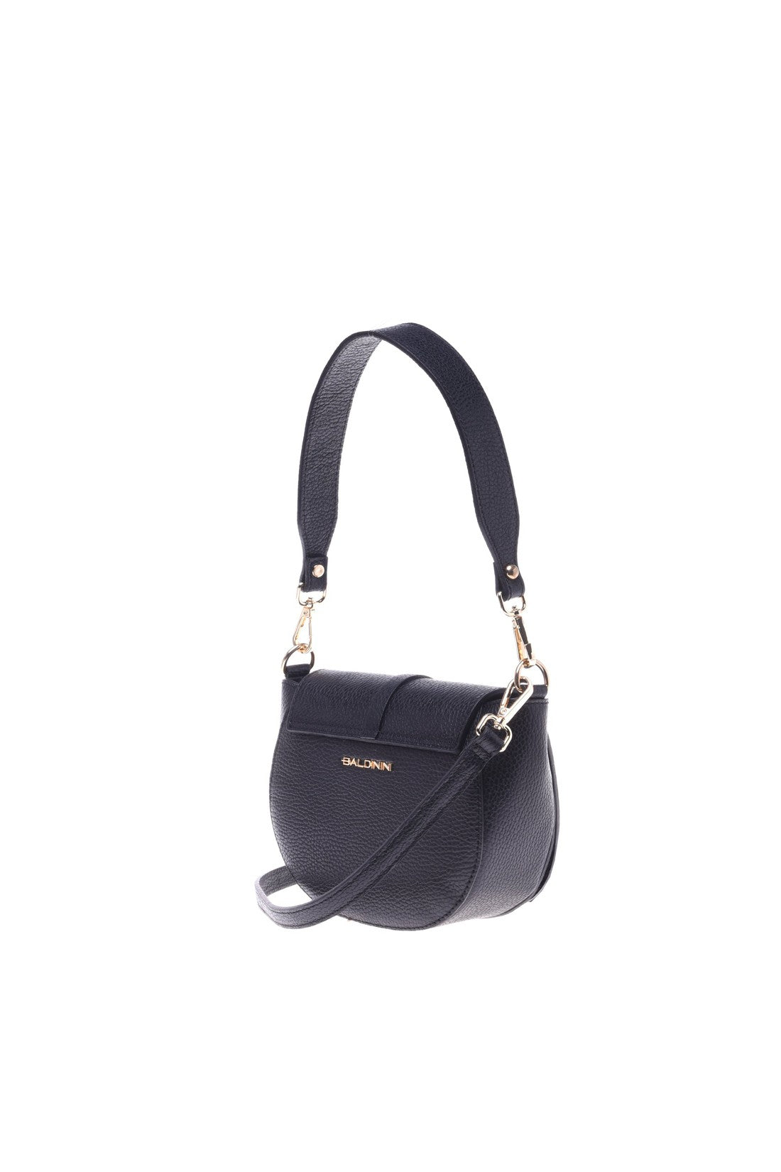 Shoulder bag in black tumbled calfskin