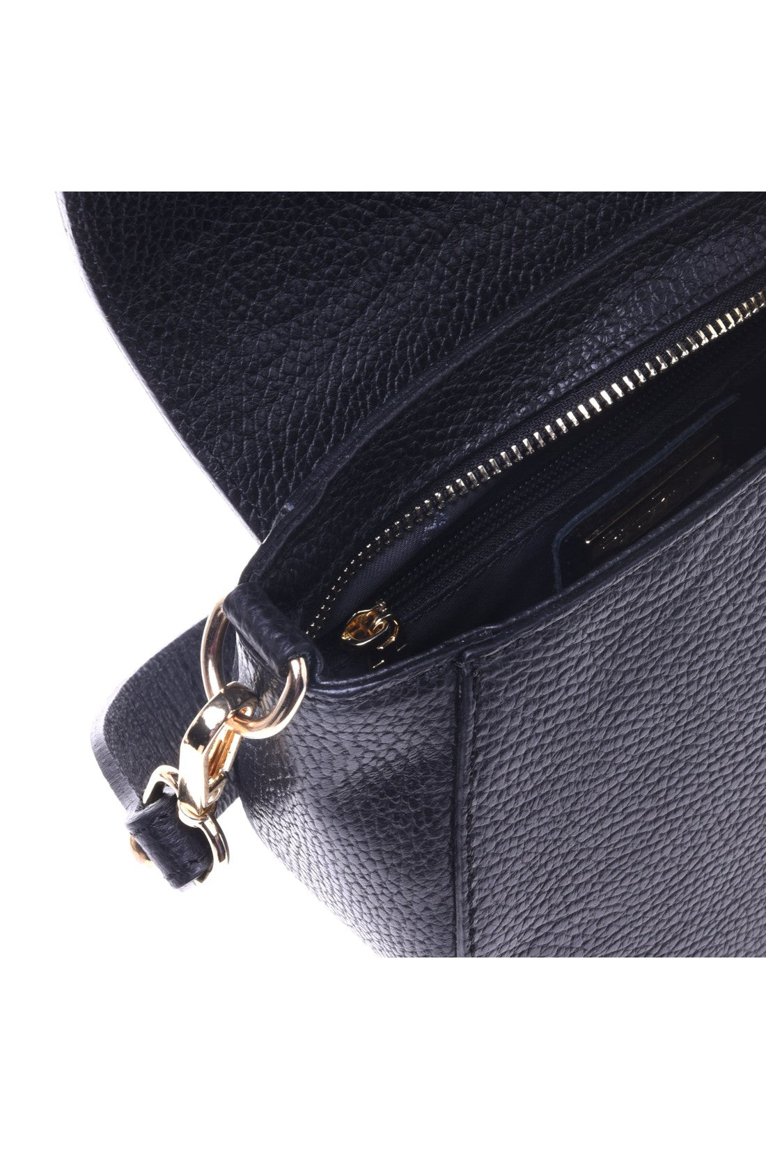 Shoulder bag in black tumbled calfskin