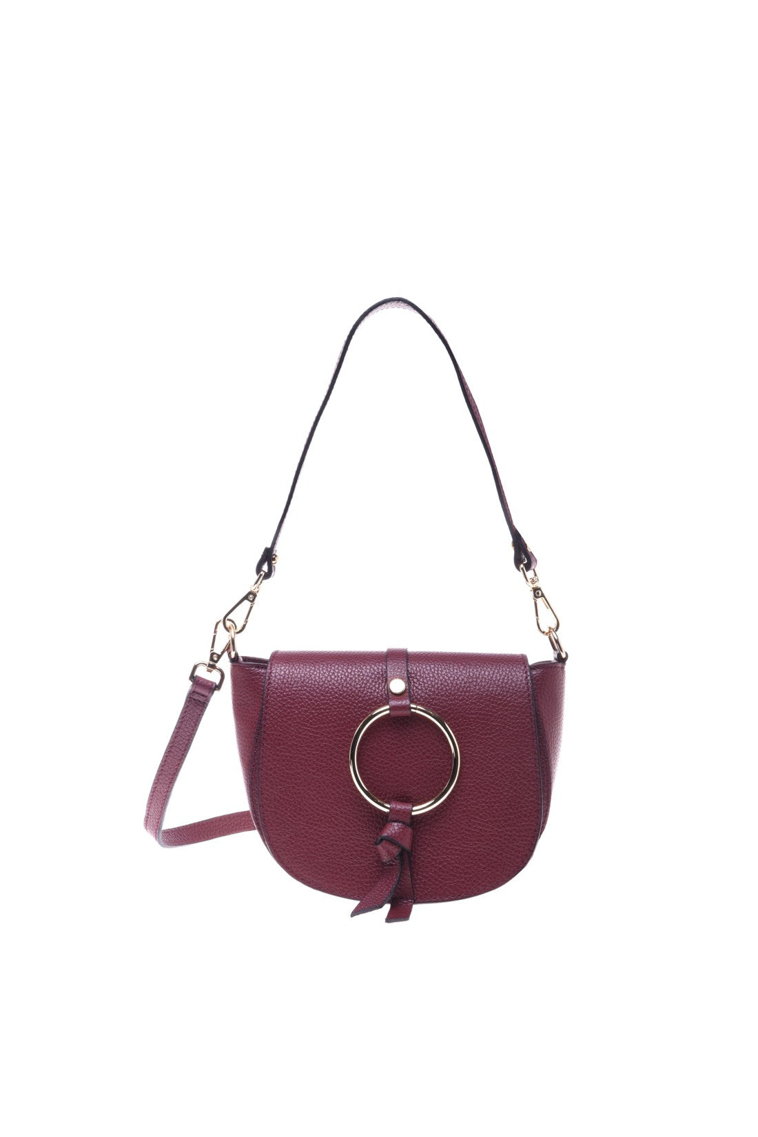 Shoulder bag in red tumbled calfskin