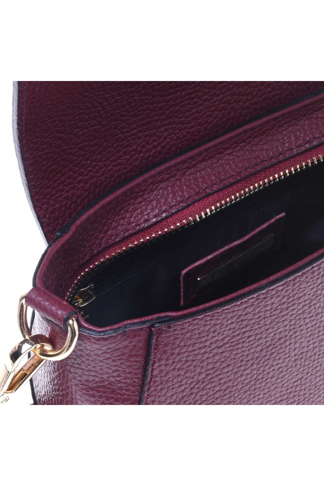 Shoulder bag in red tumbled calfskin