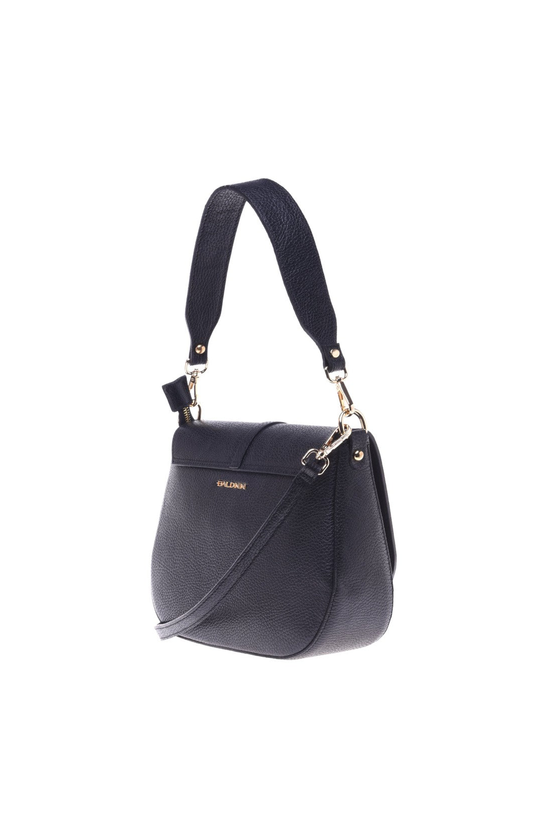 Shoulder bag in black tumbled calfskin