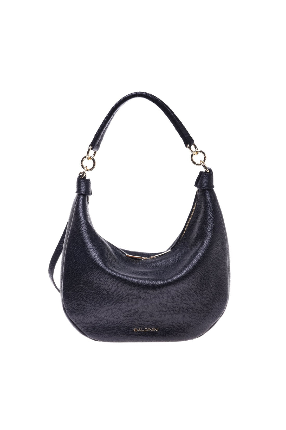 Shoulder bag in black tumbled calfskin