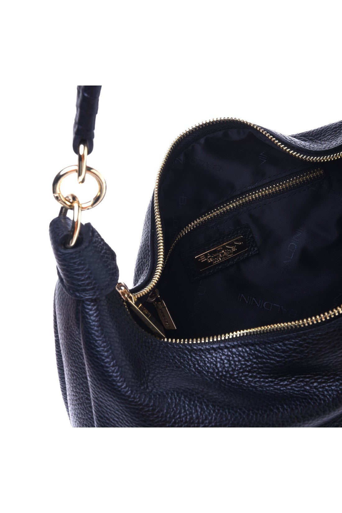 Shoulder bag in black tumbled calfskin