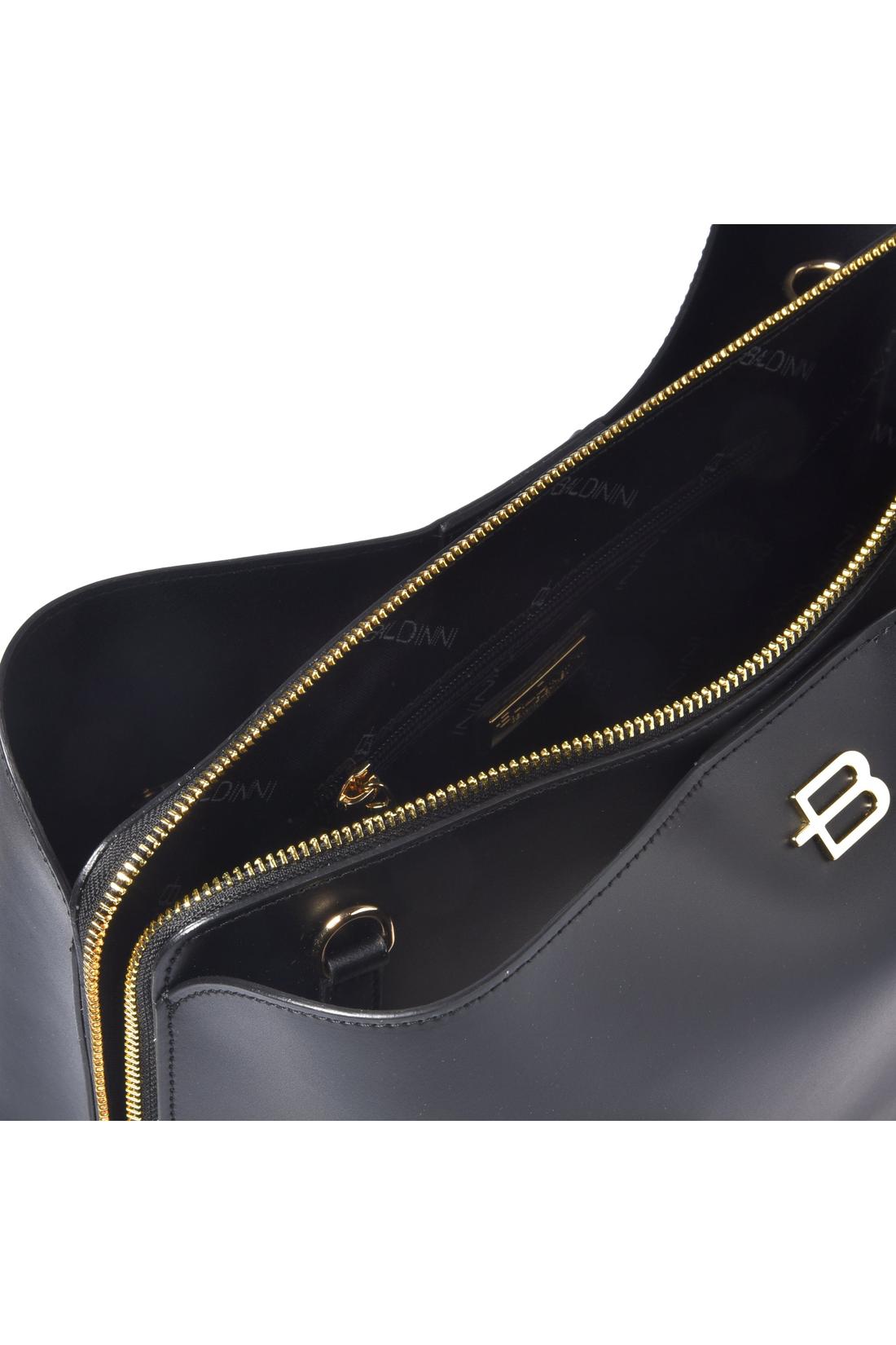 Black leather handbag