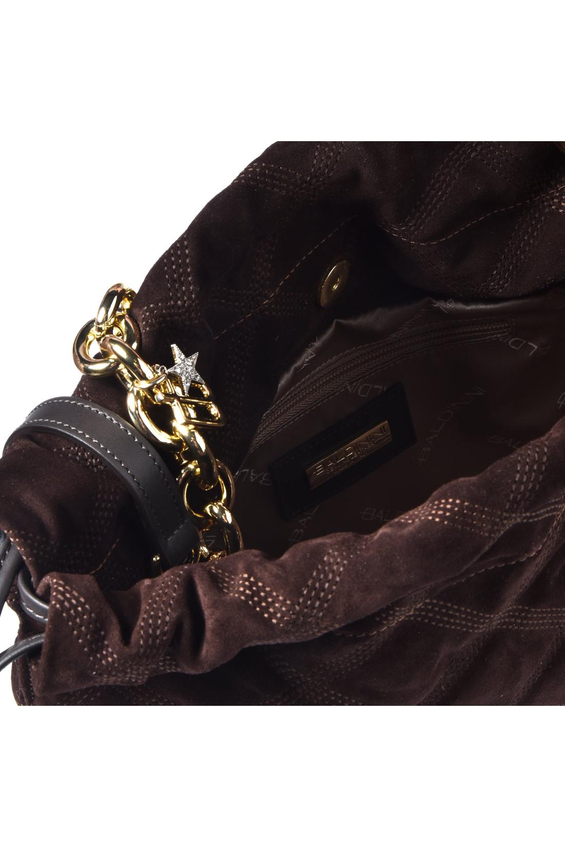 Dark brown quilted suede crossbody bag