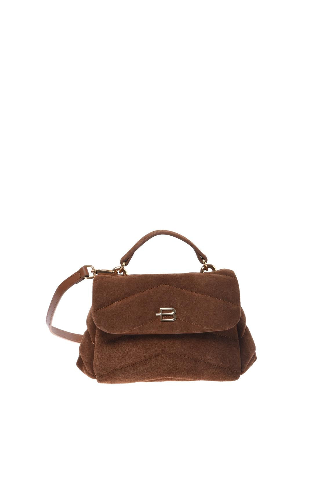 Brown quilted suede leather crossbody bag-Baldinini-OUTLET-CUOIO-ARCHIVIST-ARCHIVE-SALE