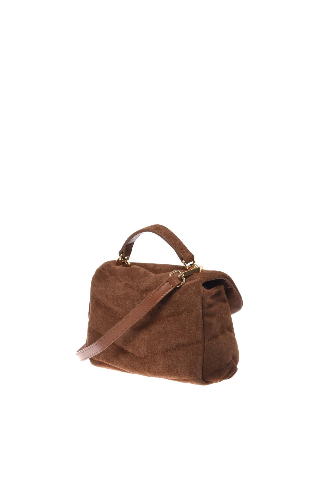 Brown quilted suede leather crossbody bag-Baldinini-OUTLET-ARCHIVIST-ARCHIVE-SALE