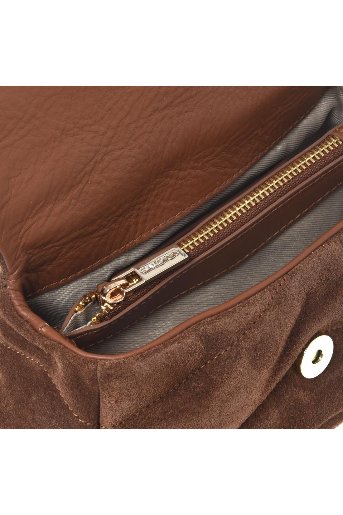 Brown quilted suede leather crossbody bag-Baldinini-OUTLET-ARCHIVIST-ARCHIVE-SALE