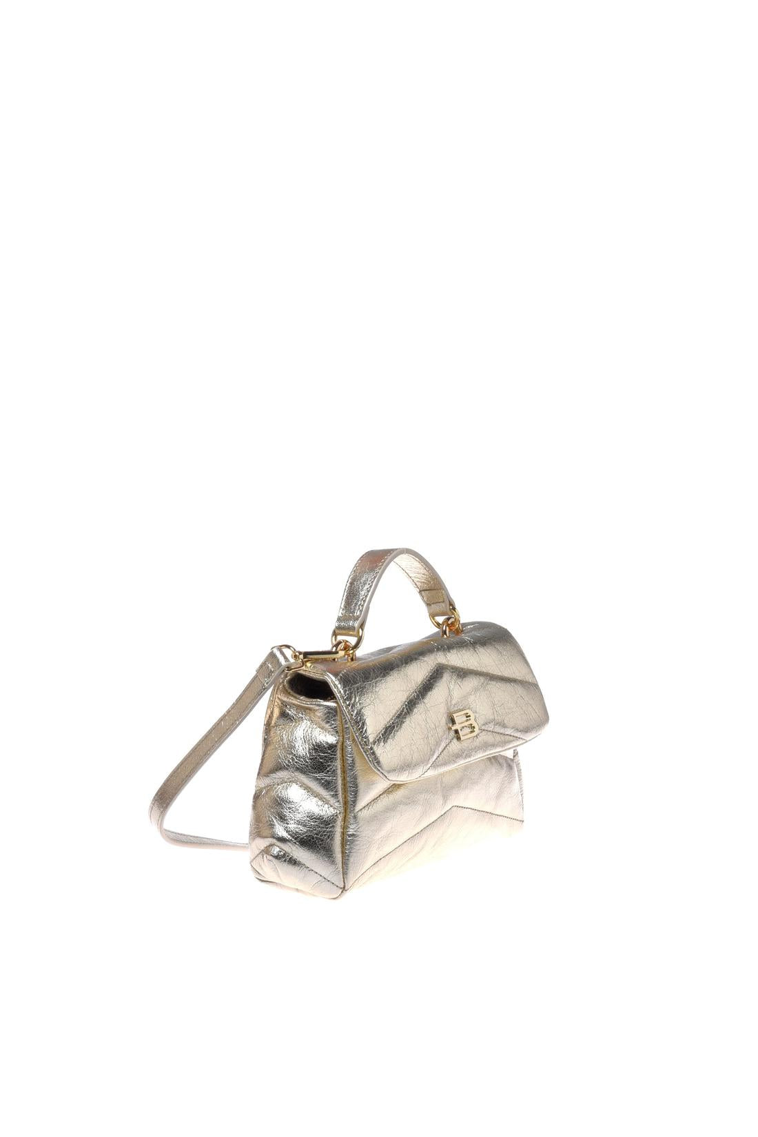 Crossbody bag in quilted laminated leather light gold-Baldinini-OUTLET-ARCHIVIST-ARCHIVE-SALE