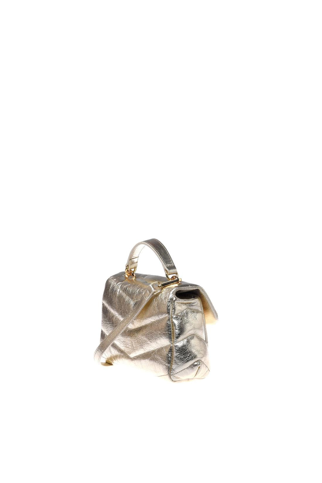 Crossbody bag in quilted laminated leather light gold-Baldinini-OUTLET-ARCHIVIST-ARCHIVE-SALE