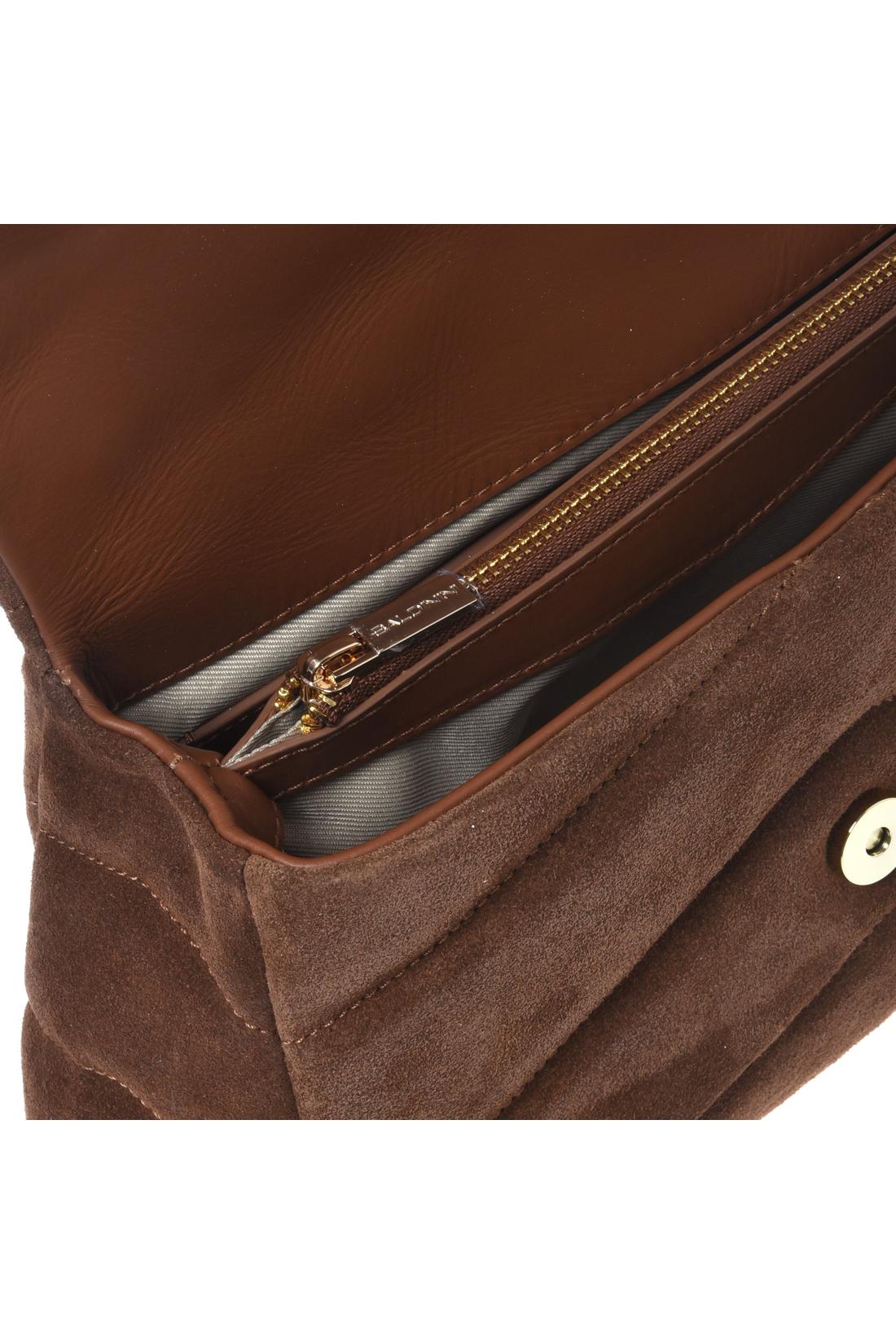 Brown quilted suede leather crossbody bag