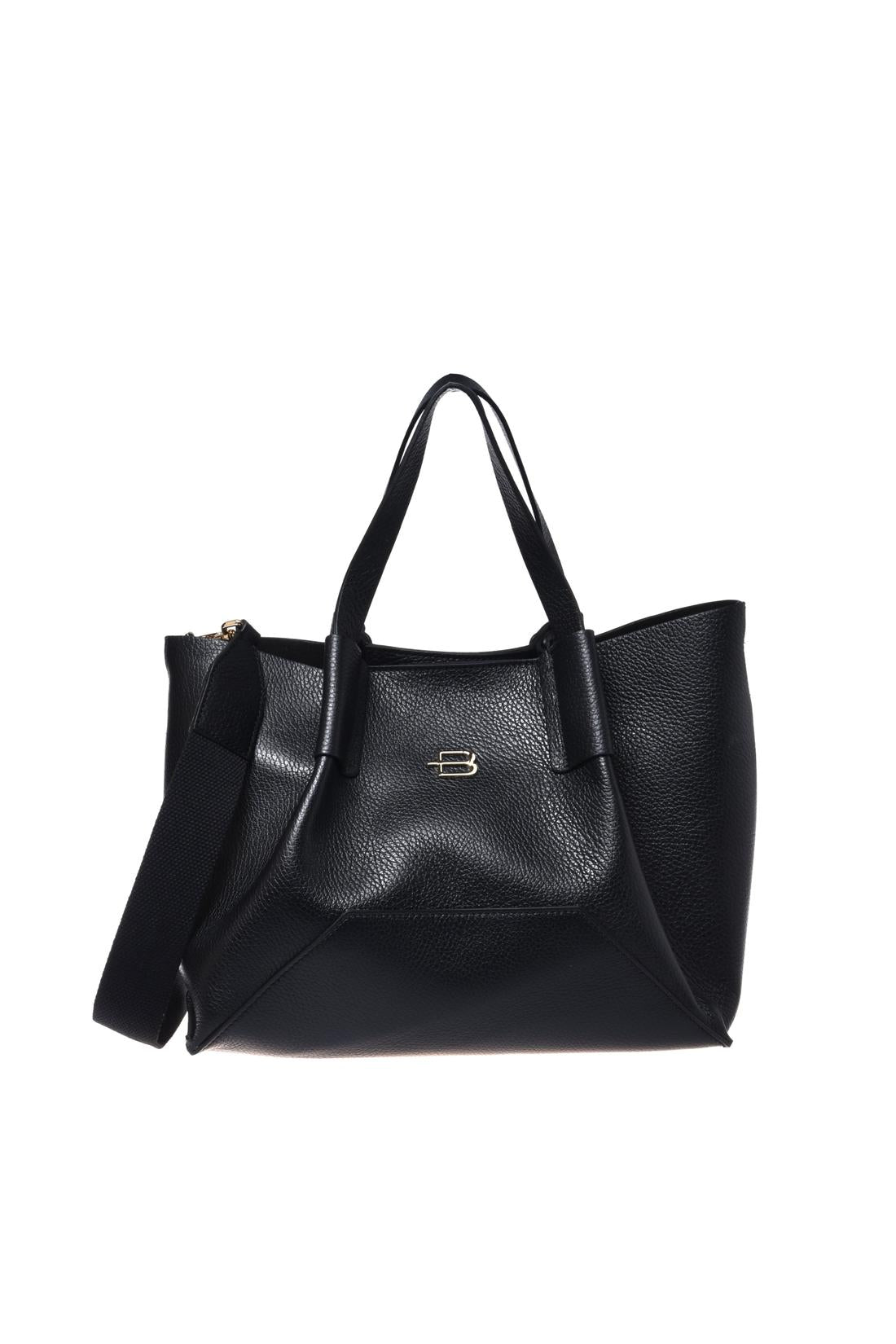 Black pebbled leather shoulder bag