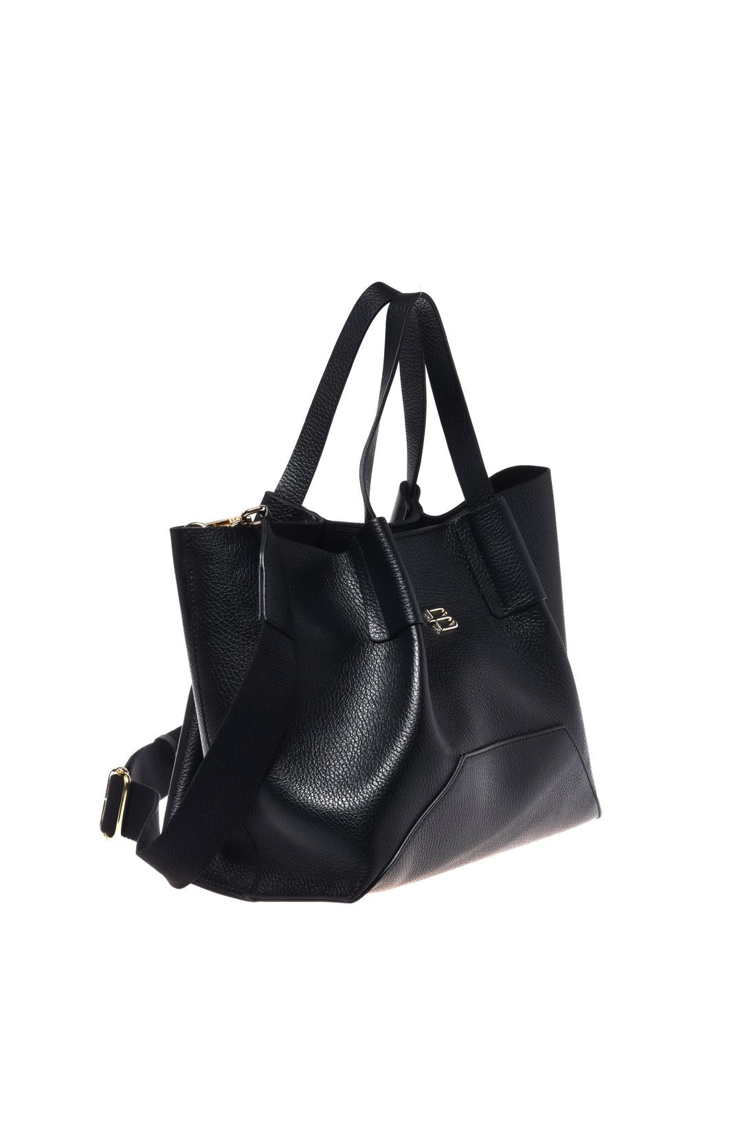 Black pebbled leather shoulder bag