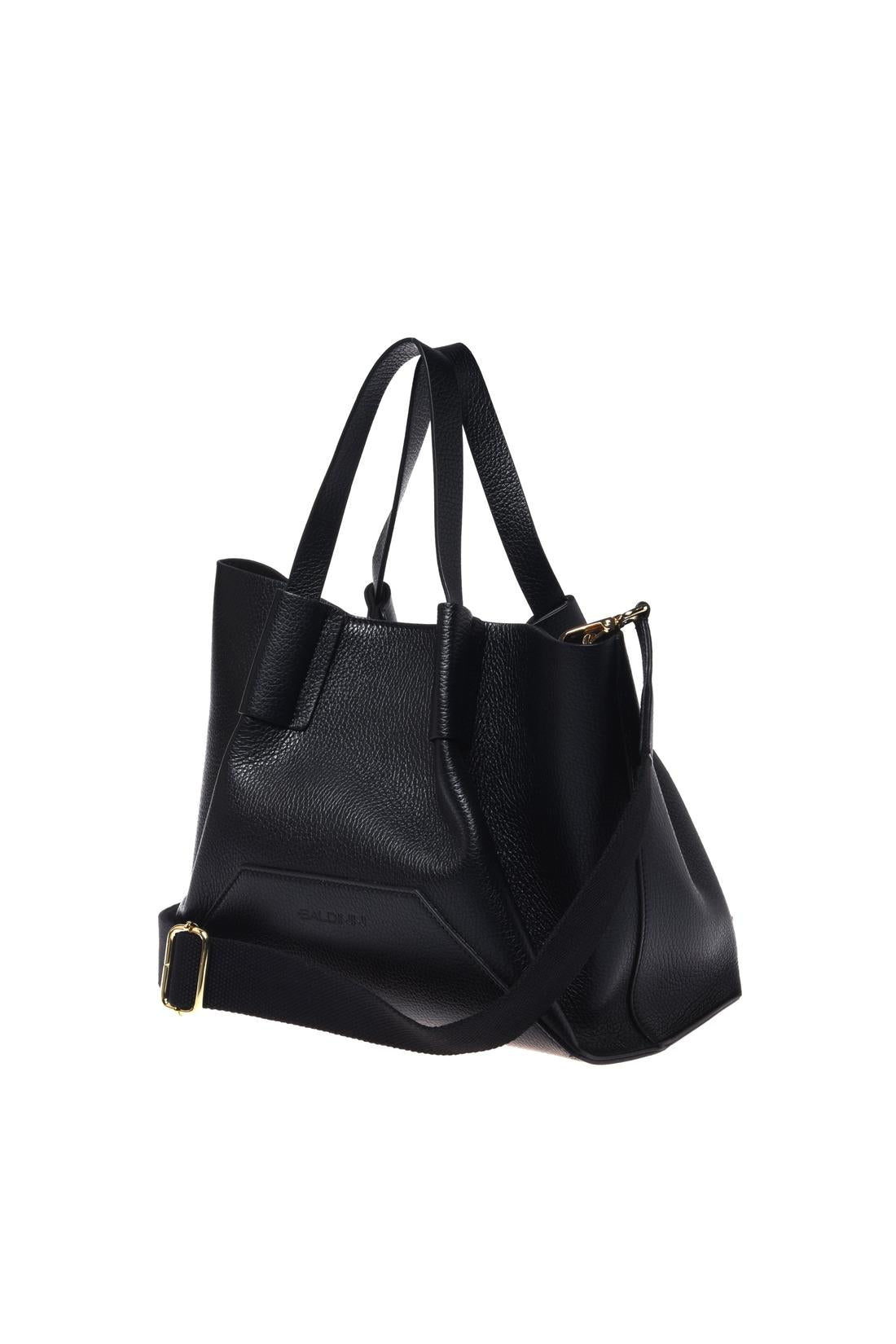 Black pebbled leather shoulder bag