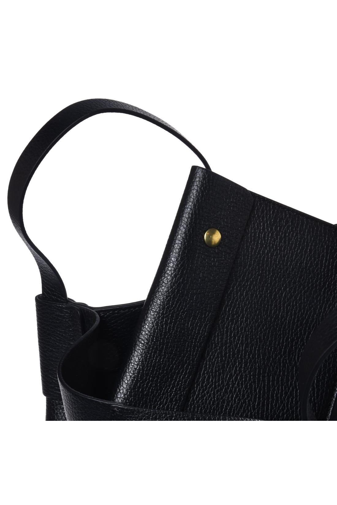 Black pebbled leather shoulder bag