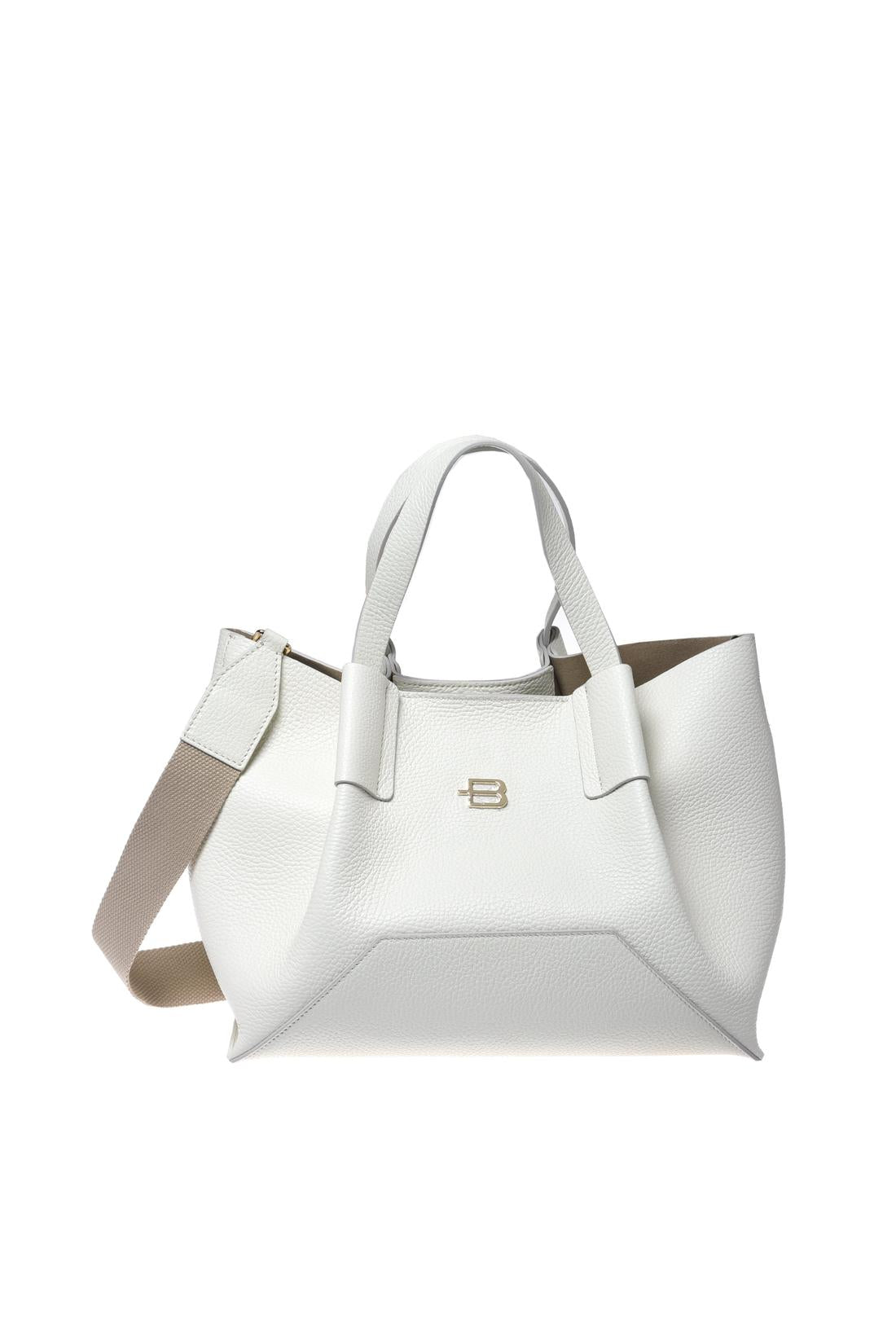White pebbled leather shoulder bag-Baldinini-OUTLET-BIANCO-ARCHIVIST-ARCHIVE-SALE