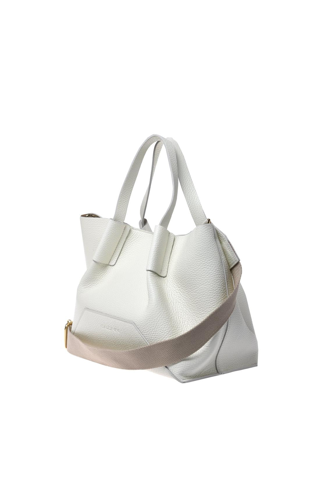 White pebbled leather shoulder bag-Baldinini-OUTLET-ARCHIVIST-ARCHIVE-SALE