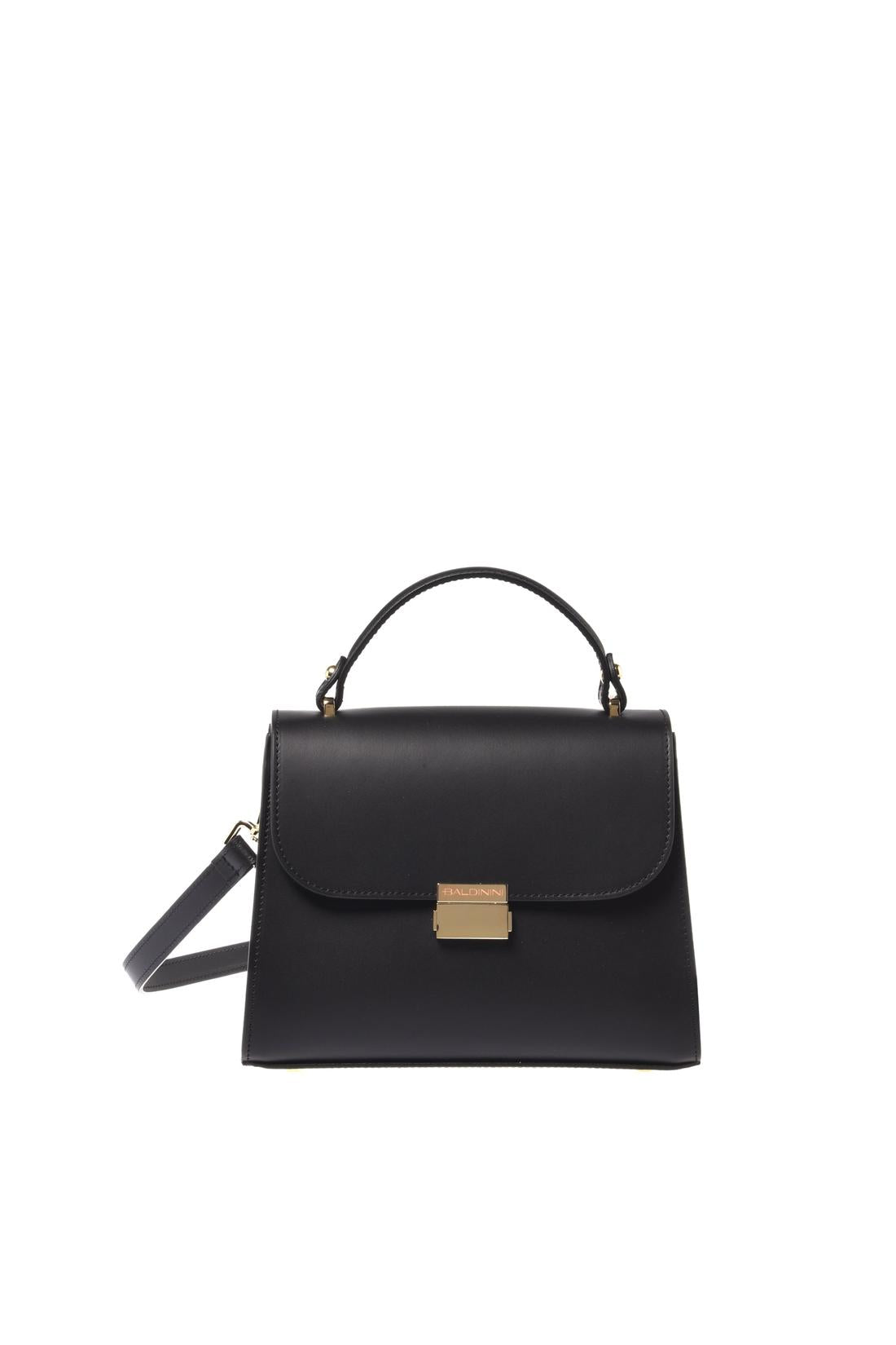 Black leather handbag-Baldinini-NERO-ARCHIVIST