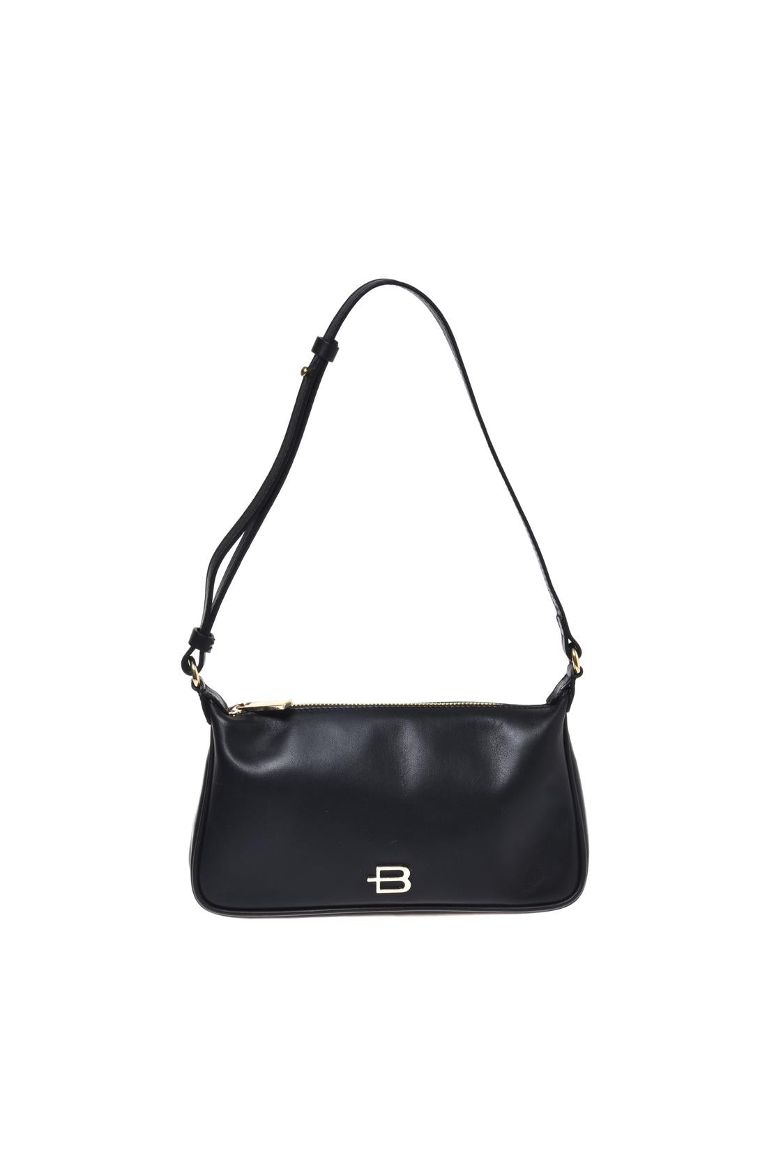 Black nappa leather shoulder bag