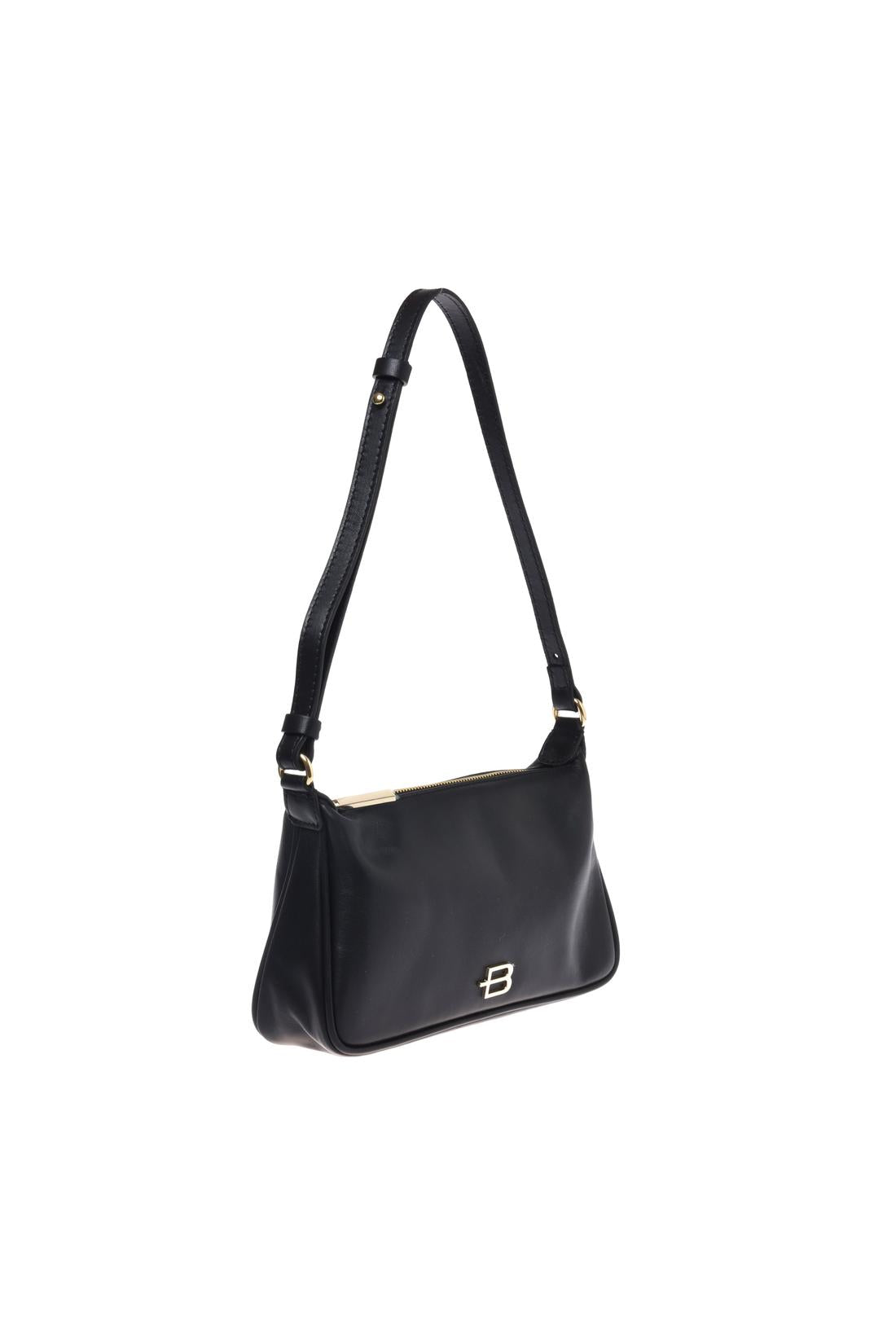 Black nappa leather shoulder bag