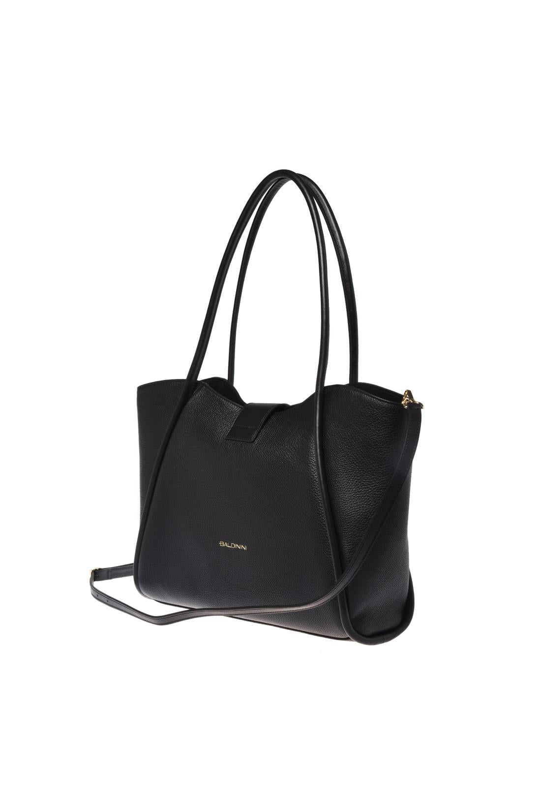 Baldinini-Shoulder bag in black tumbled leather-Accessories-Black-Deal-Outlet-by-ARCHIVIST