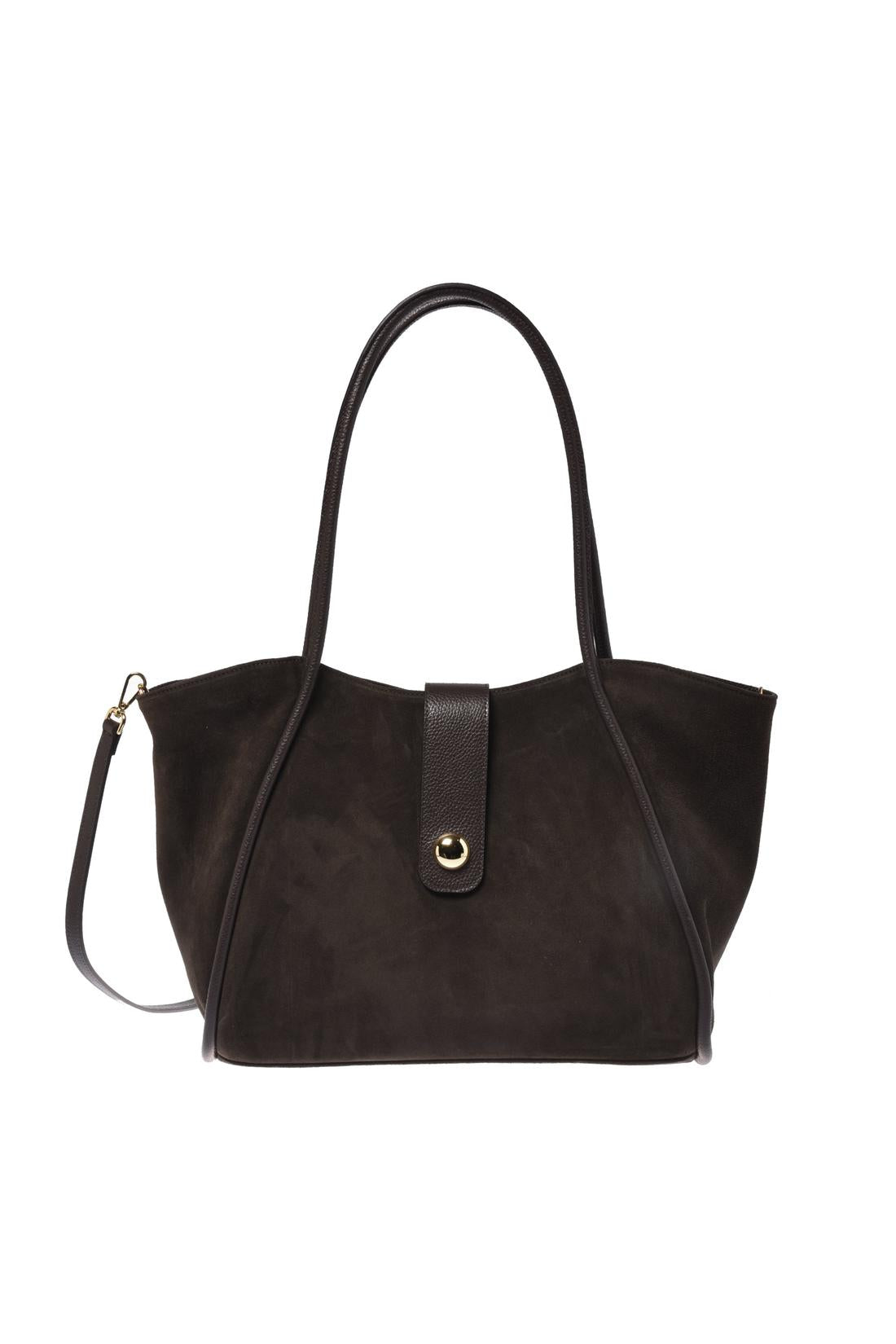 Baldinini-Dark brown suede leather shoulder bag-Accessories-Black-Deal-Outlet-by-ARCHIVIST