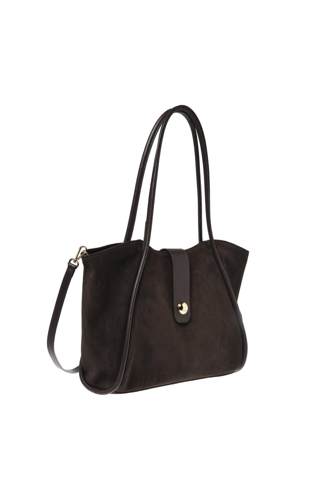 Baldinini-Dark brown suede leather shoulder bag-Accessories-Black-Deal-Outlet-by-ARCHIVIST