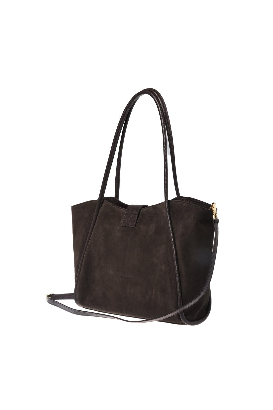 Baldinini-Dark brown suede leather shoulder bag-Accessories-Black-Deal-Outlet-by-ARCHIVIST
