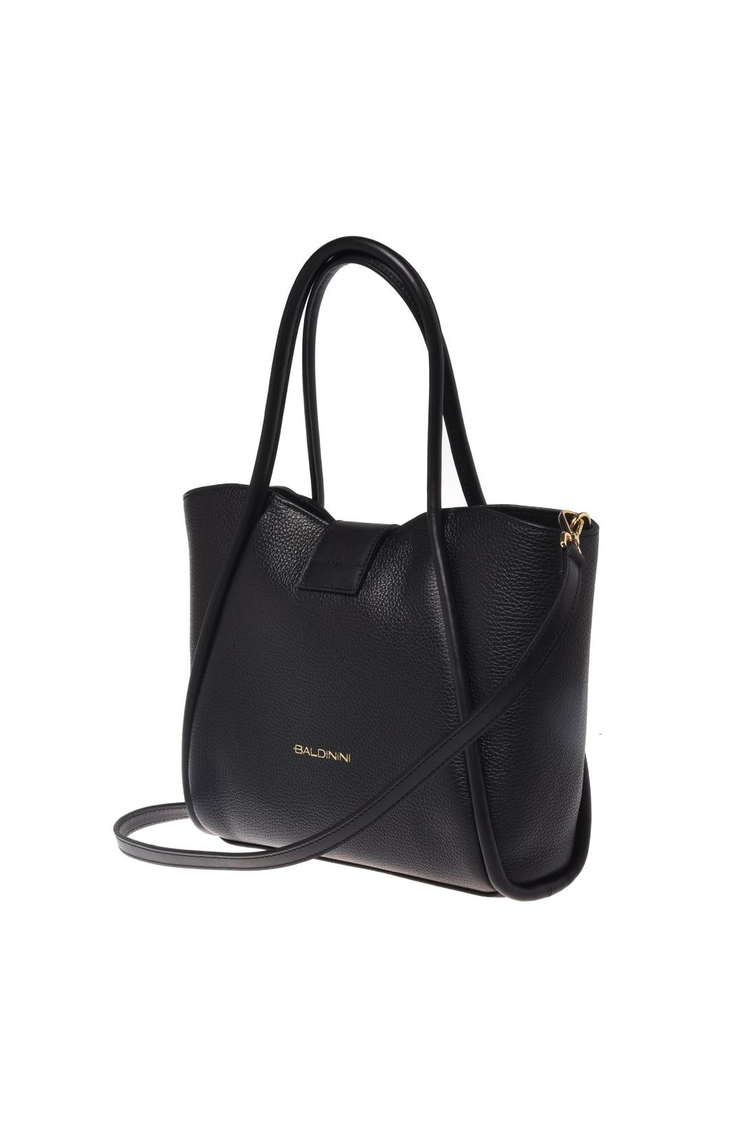 Baldinini-Shoulder bag in black tumbled leather-Accessories-Black-Deal-Outlet-by-ARCHIVIST