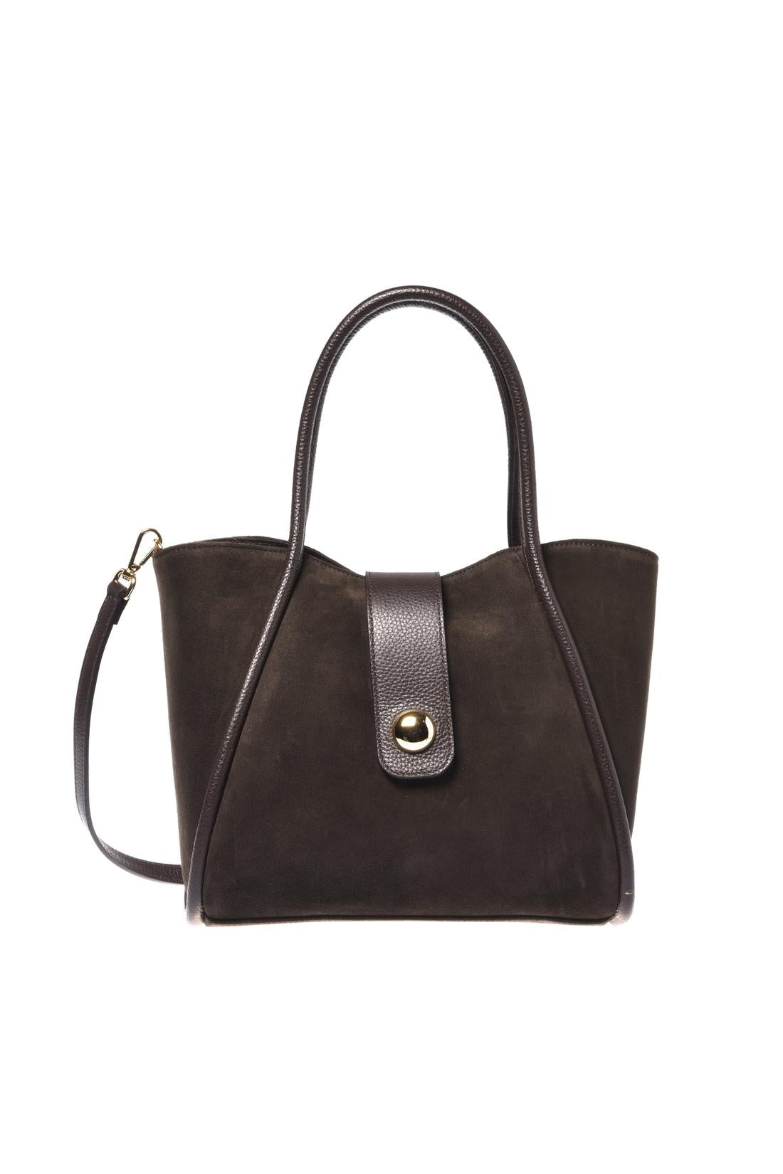 Baldinini-Dark brown suede leather shoulder bag-Accessories-Black-Deal-Outlet-by-ARCHIVIST
