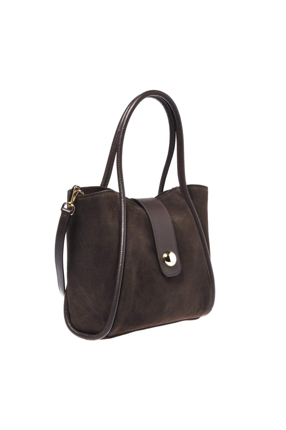 Baldinini-Dark brown suede leather shoulder bag-Accessories-Black-Deal-Outlet-by-ARCHIVIST