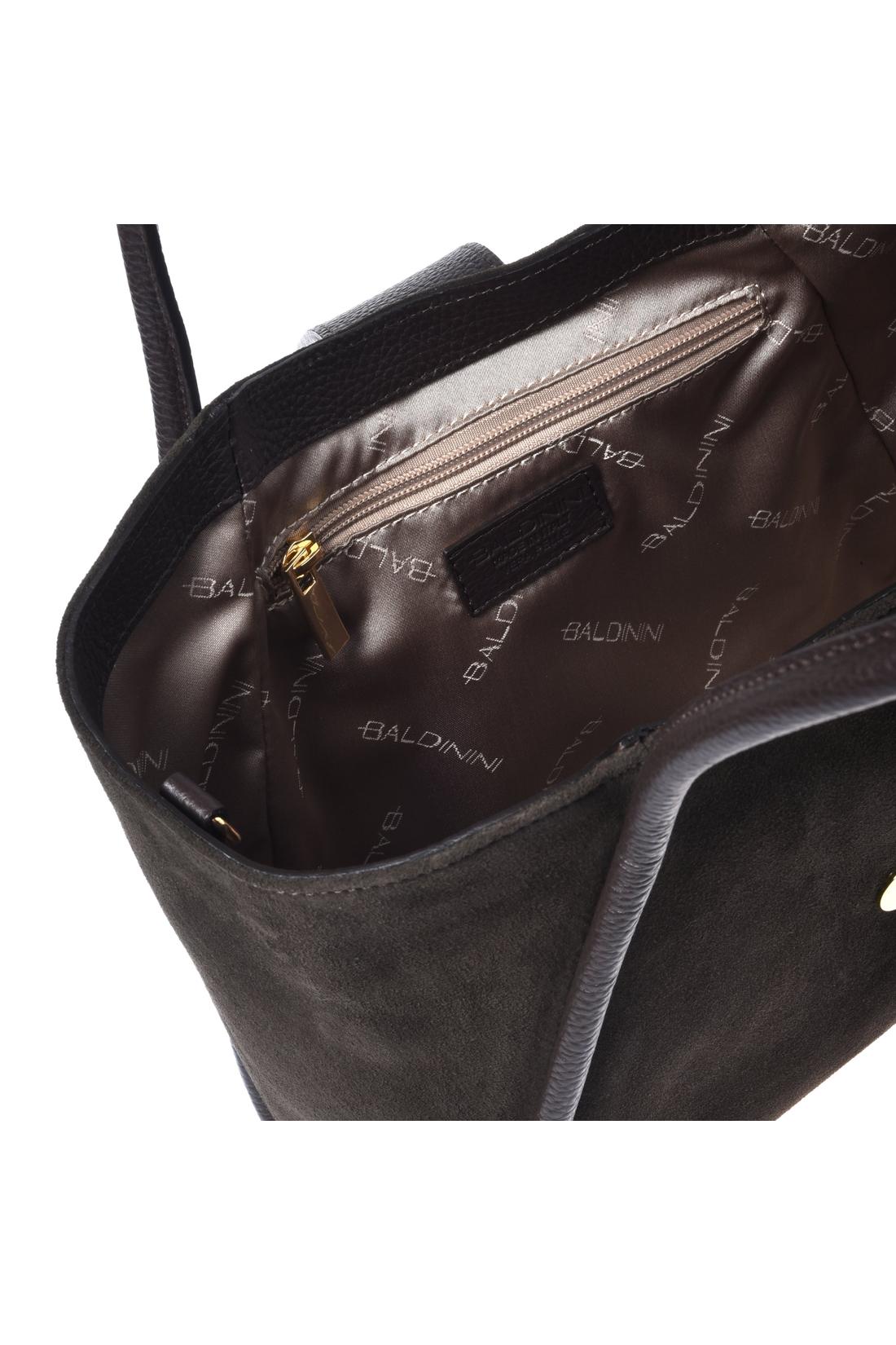 Baldinini-Dark brown suede leather shoulder bag-Accessories-Black-Deal-Outlet-by-ARCHIVIST