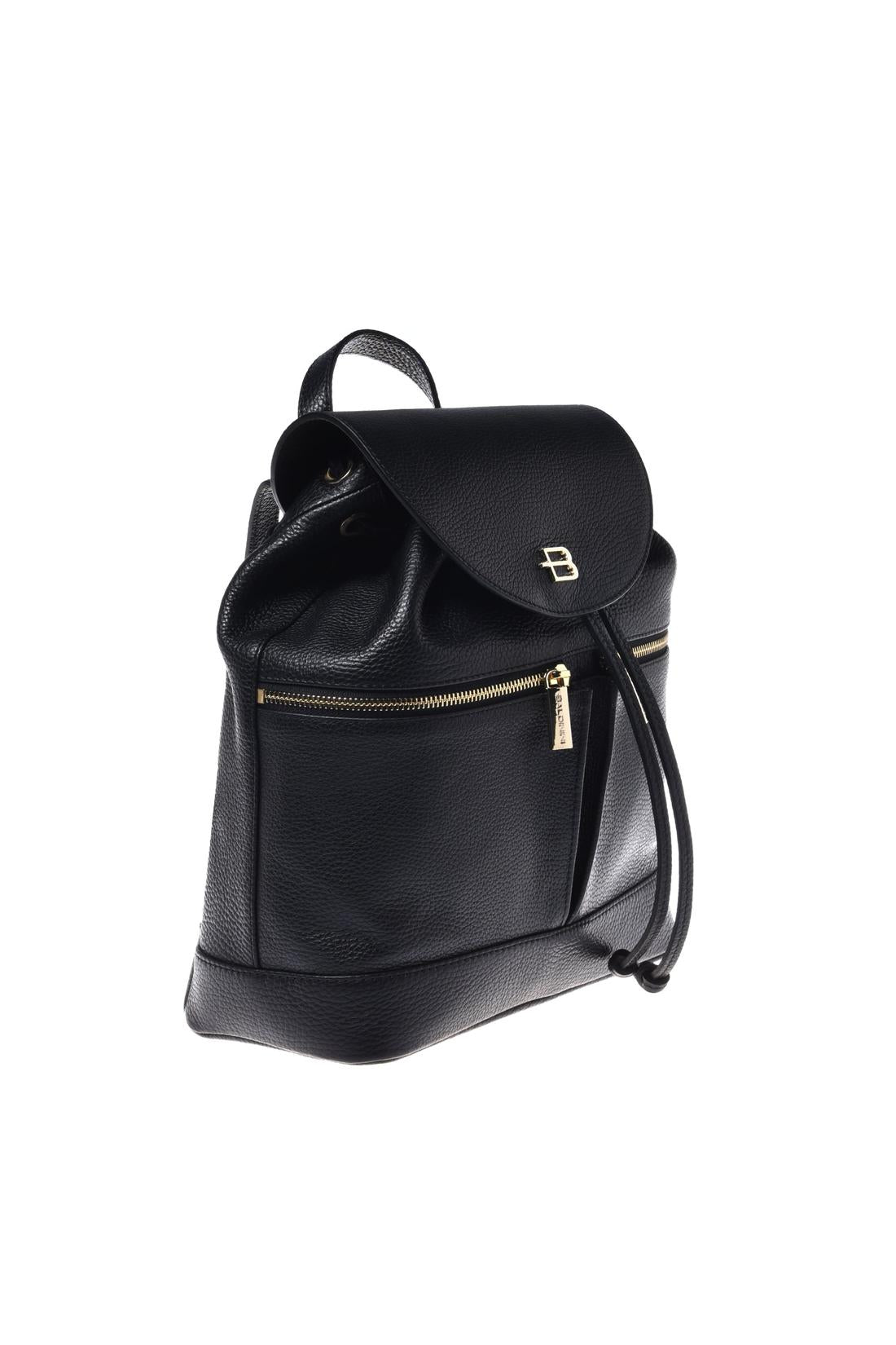 Backpack in tumbled leather black-Baldinini-OUTLET-ARCHIVIST-ARCHIVE-SALE