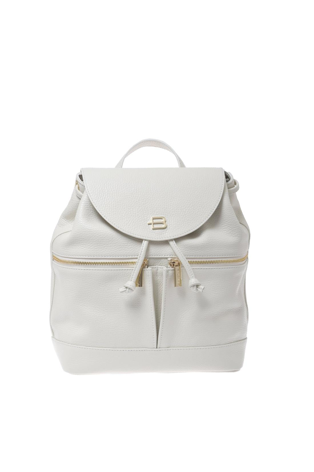 Backpack in white pebbled leather
