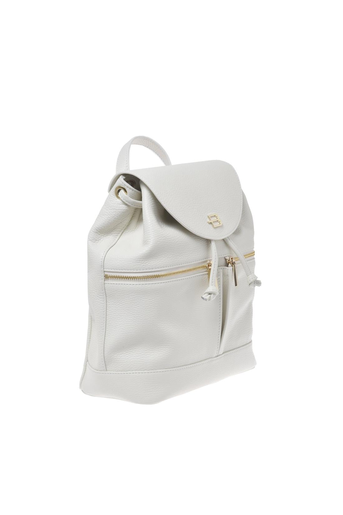 Backpack in white pebbled leather