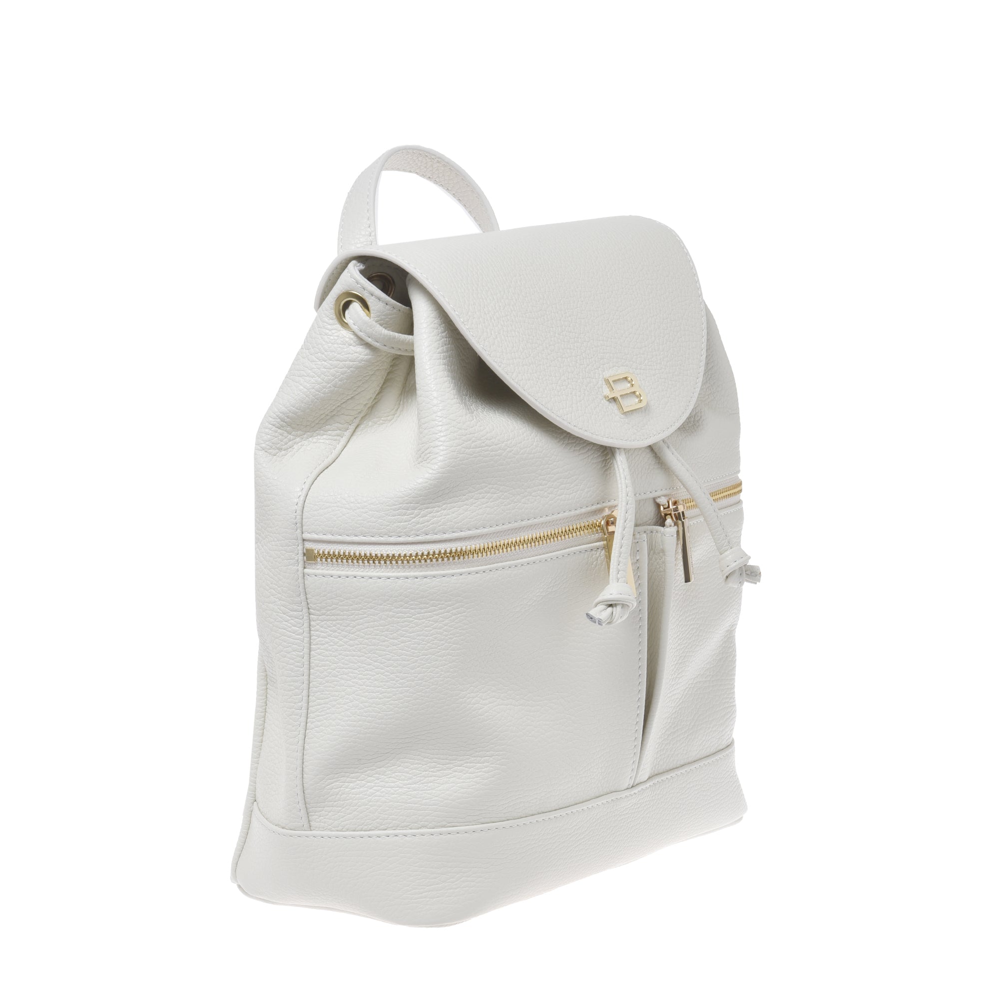 Backpack in white pebbled leather