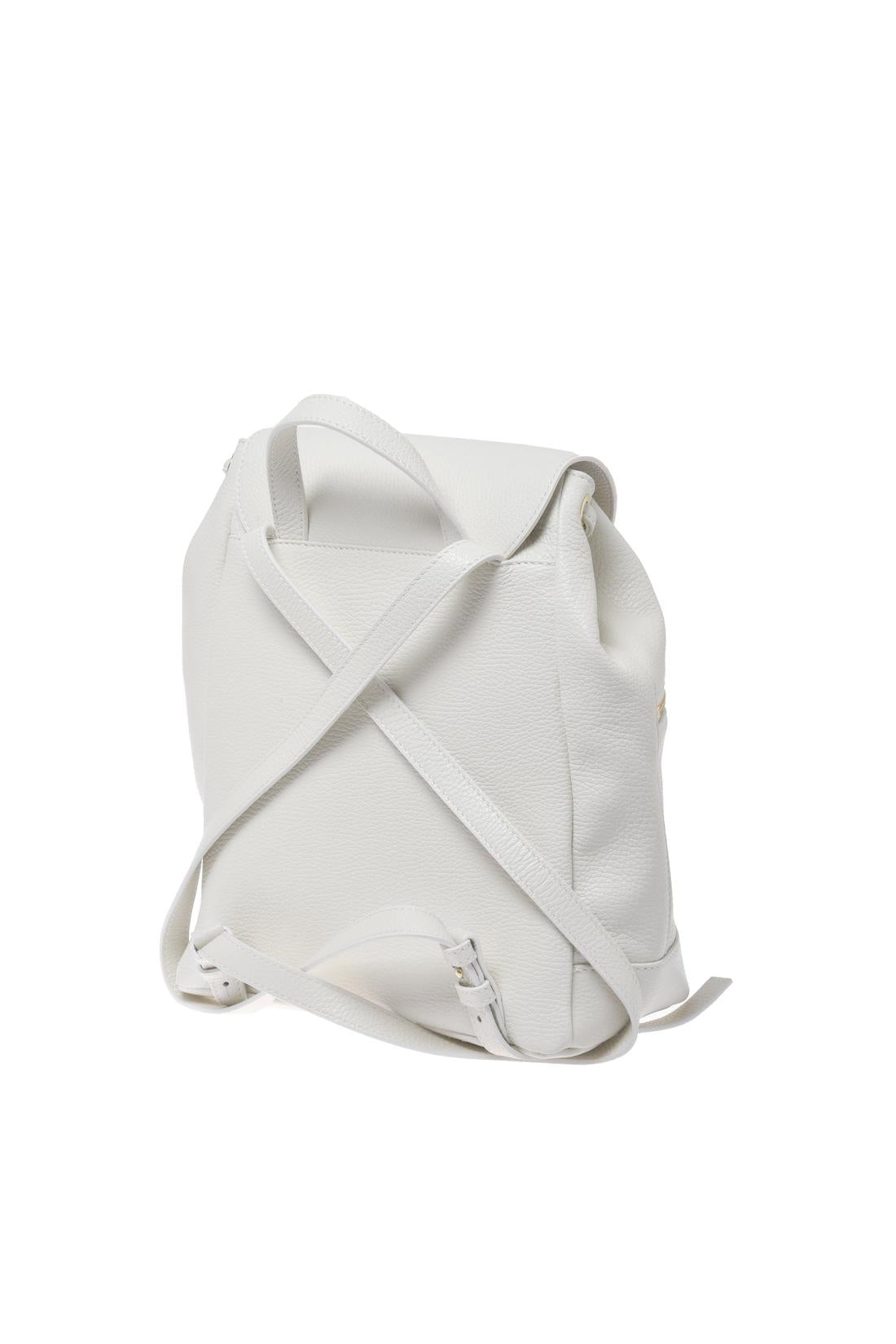 Backpack in white pebbled leather