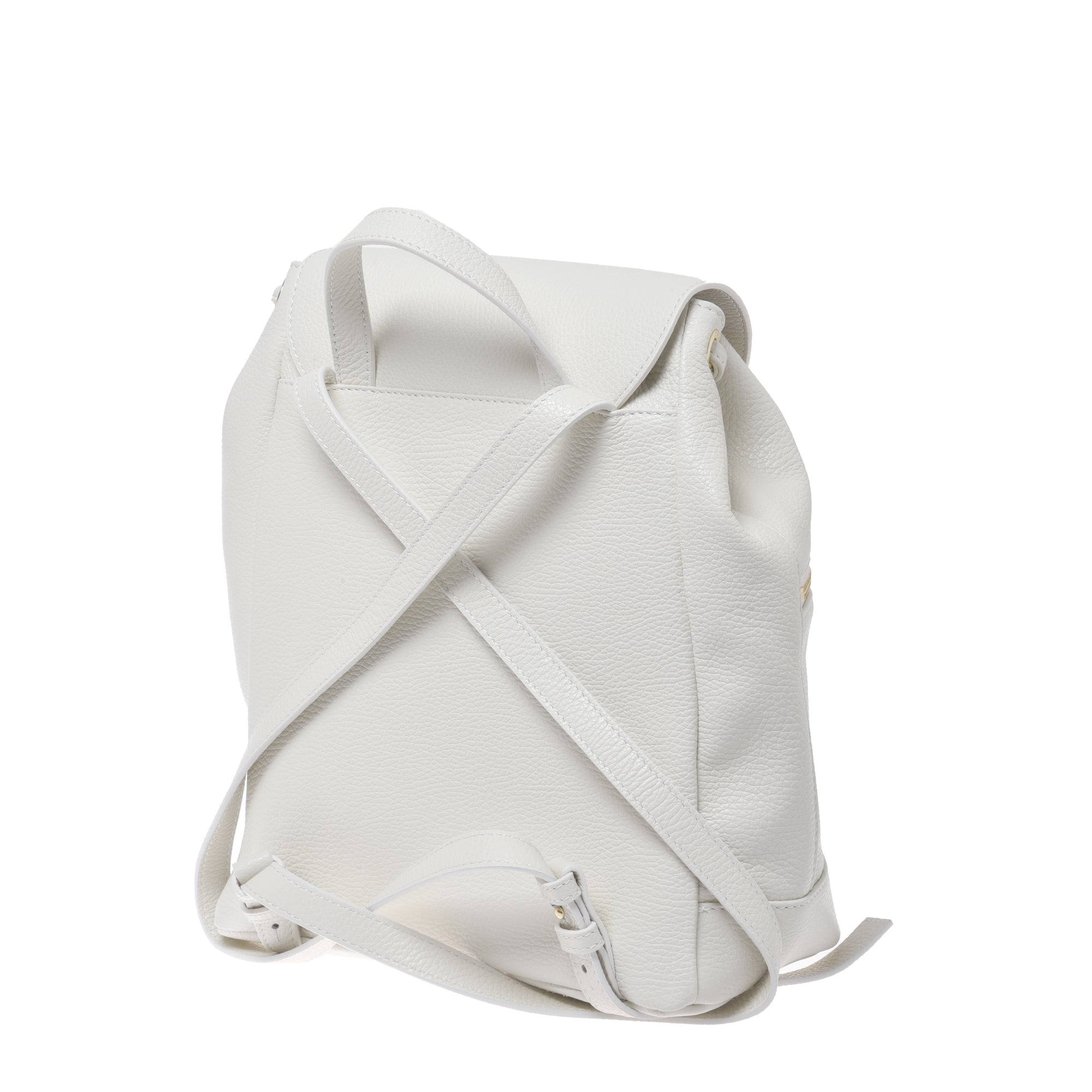 Backpack in white pebbled leather