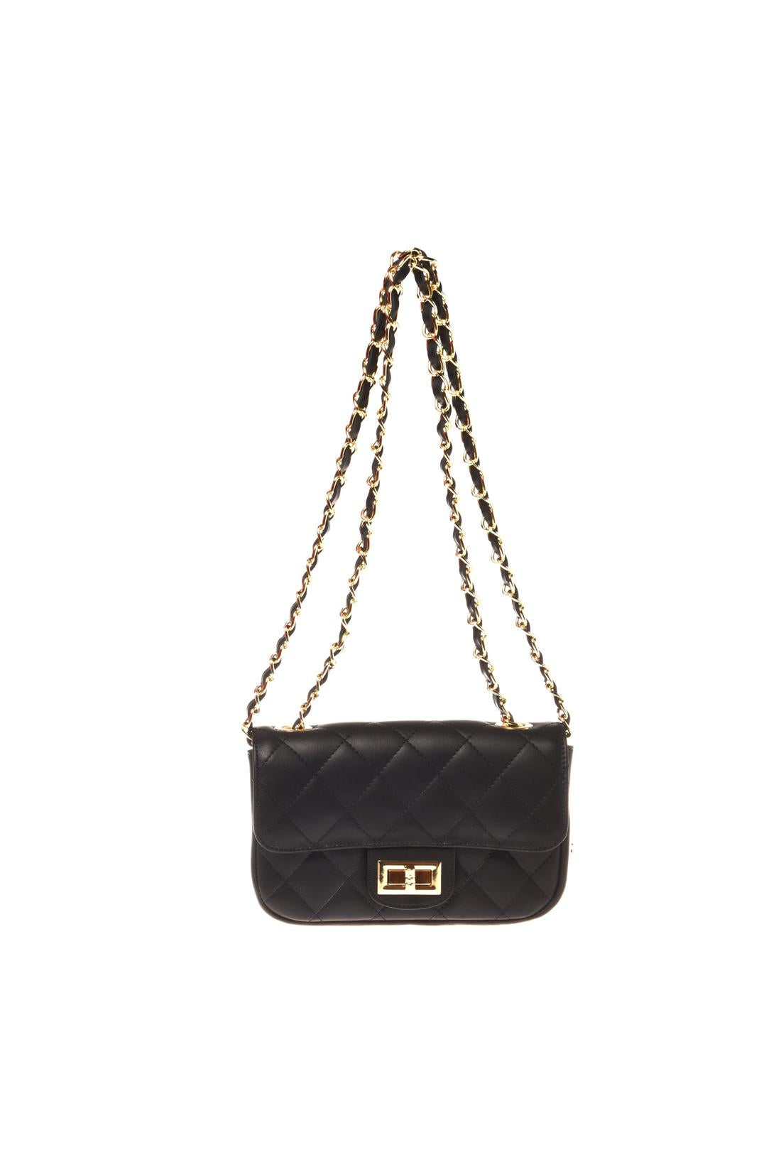 Quilted black leather crossbody bag-Baldinini-OUTLET-NERO-ARCHIVIST-ARCHIVE-SALE