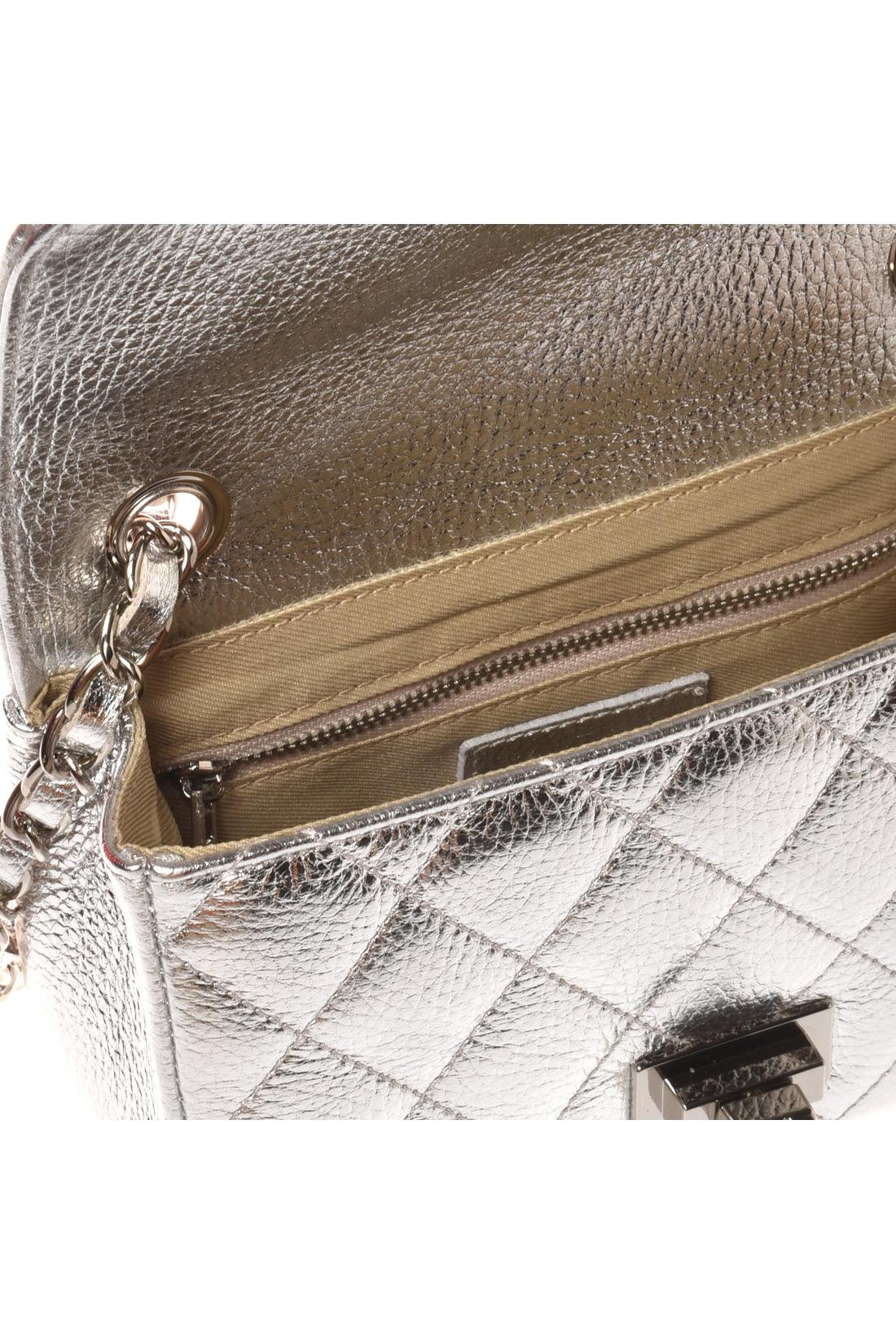 Quilted silver leather shoulder bag