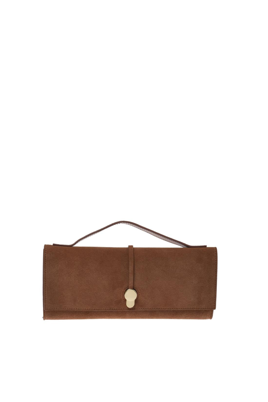 Brown nappa leather clutch