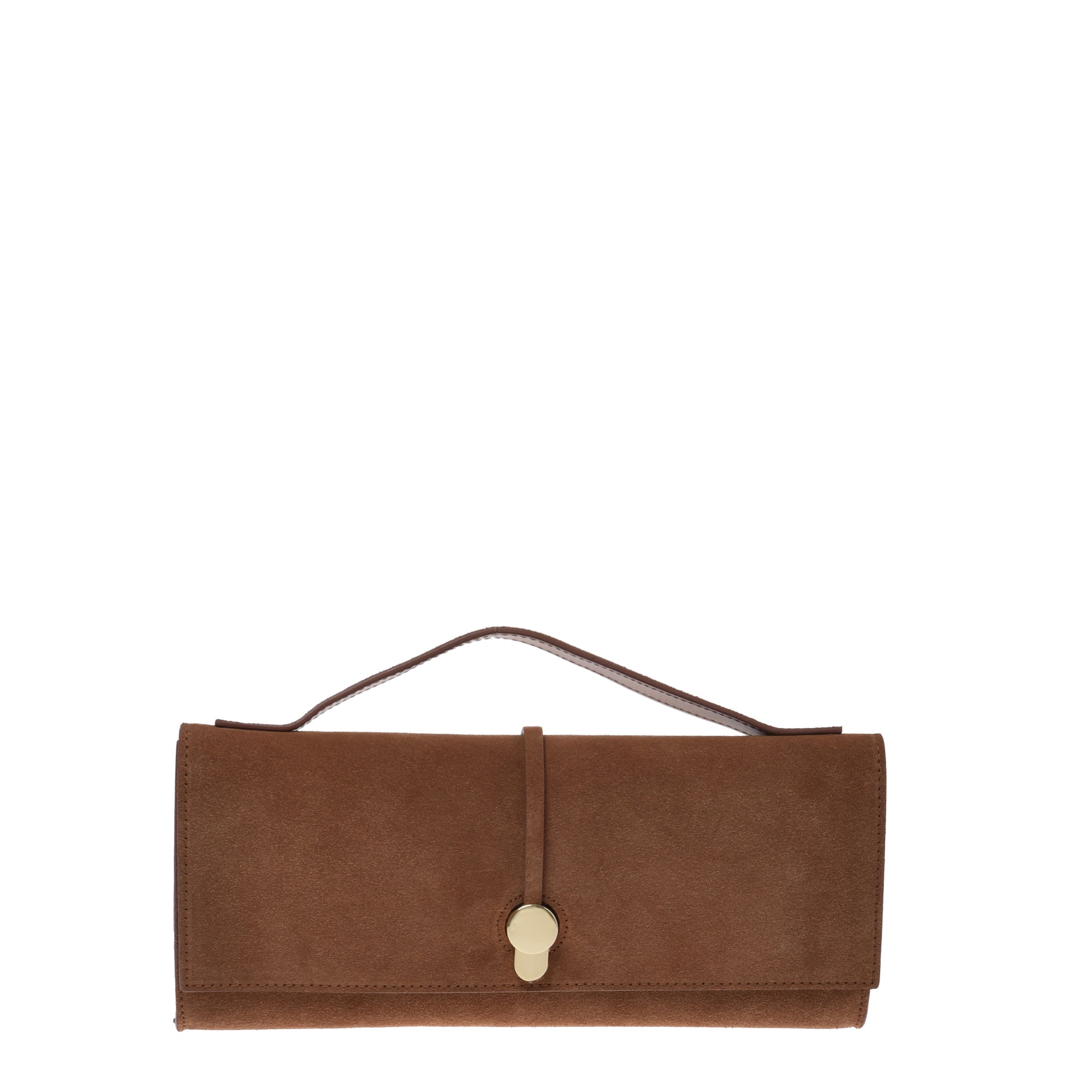 Brown nappa leather clutch
