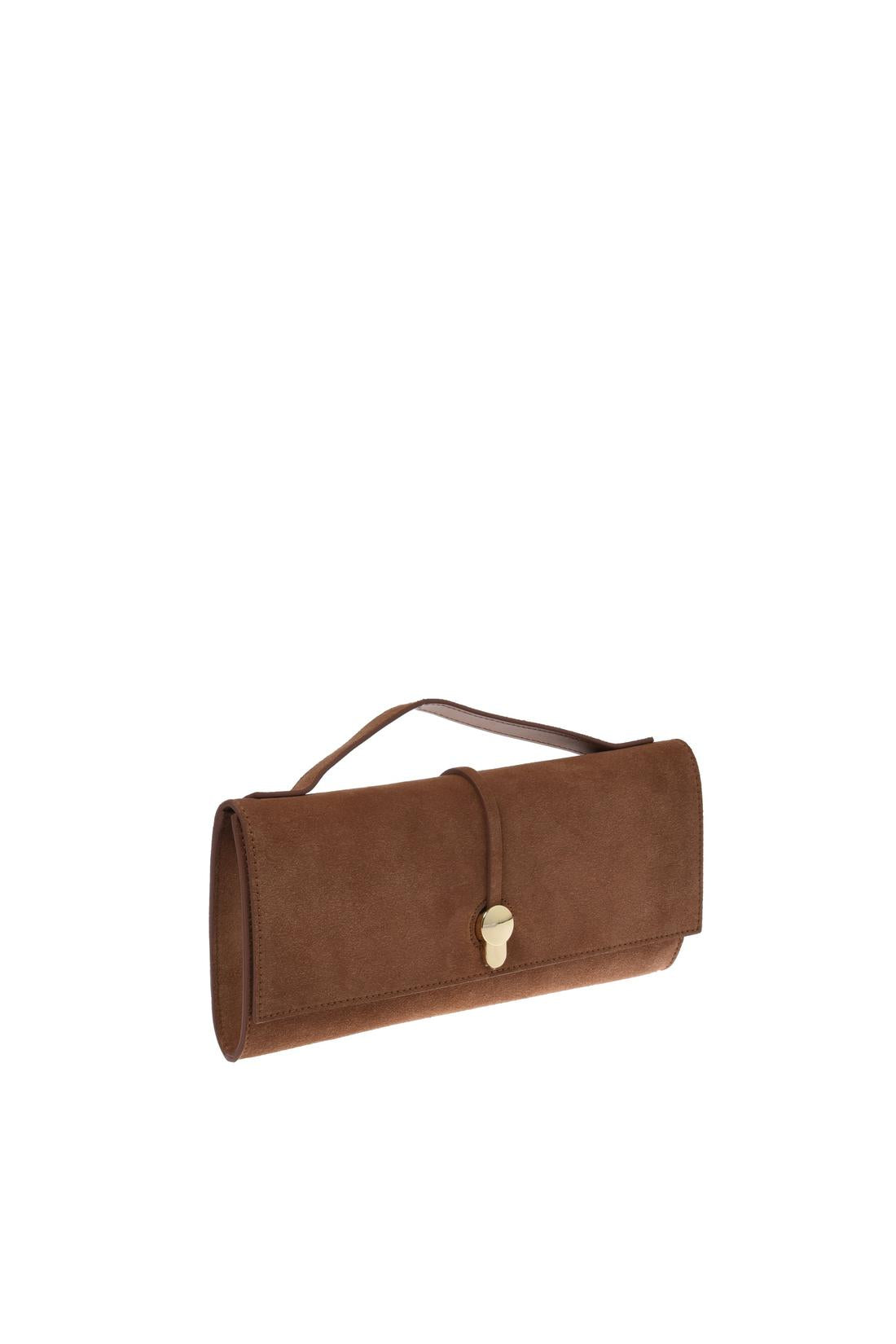 Brown nappa leather clutch