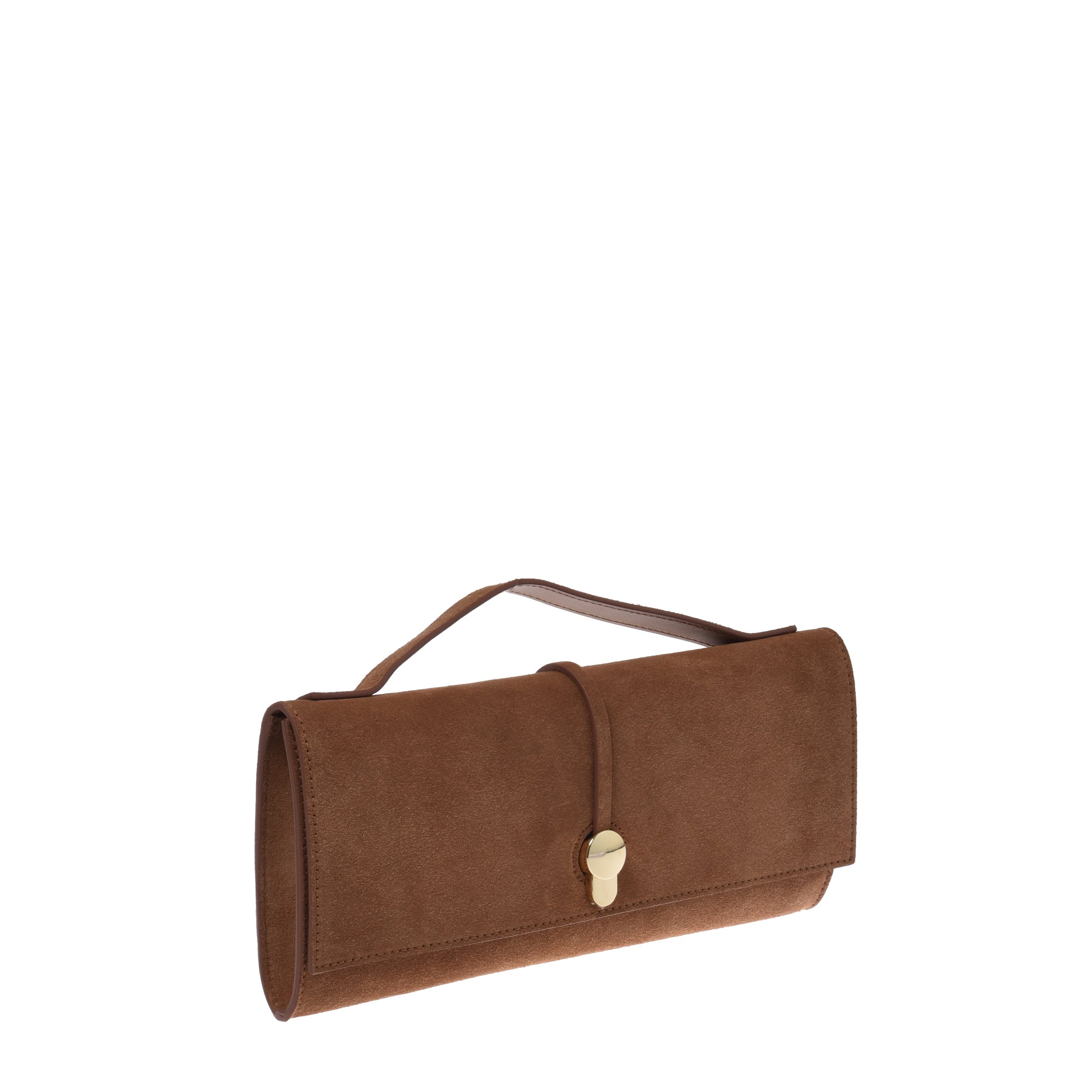 Brown nappa leather clutch