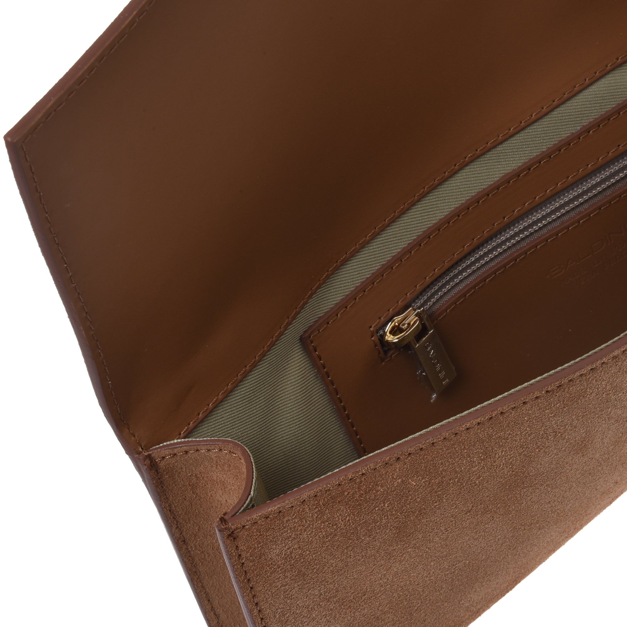 Brown nappa leather clutch